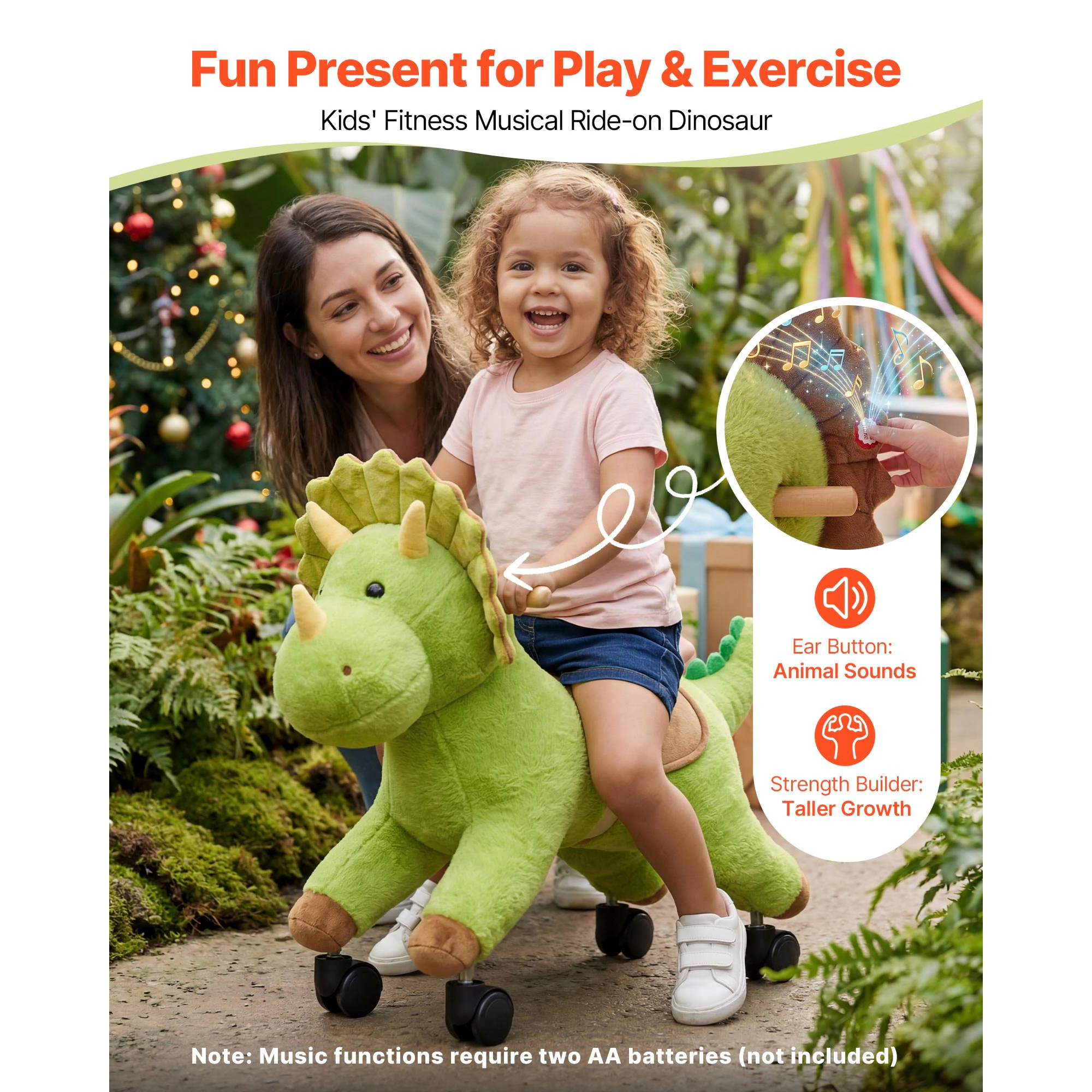 HONGGE Ride On Horse Riding Toys for Kids, No Battery Required, Smooth Wheels, Max Load Capacity for Ages