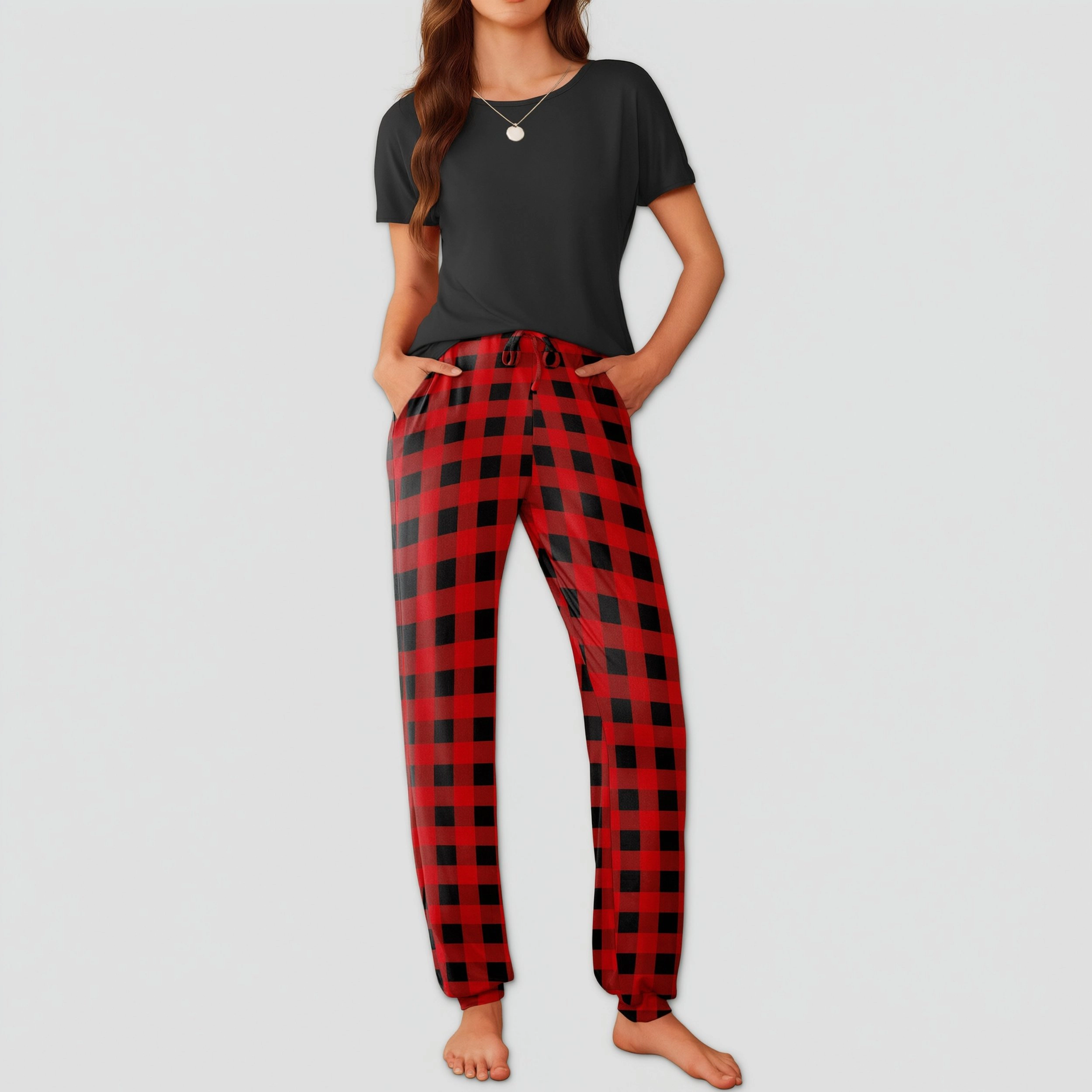 Ekouaer Womens Pajama Sets Short Sleeve Lounge for Women Jogger Set 2 Piece Pj