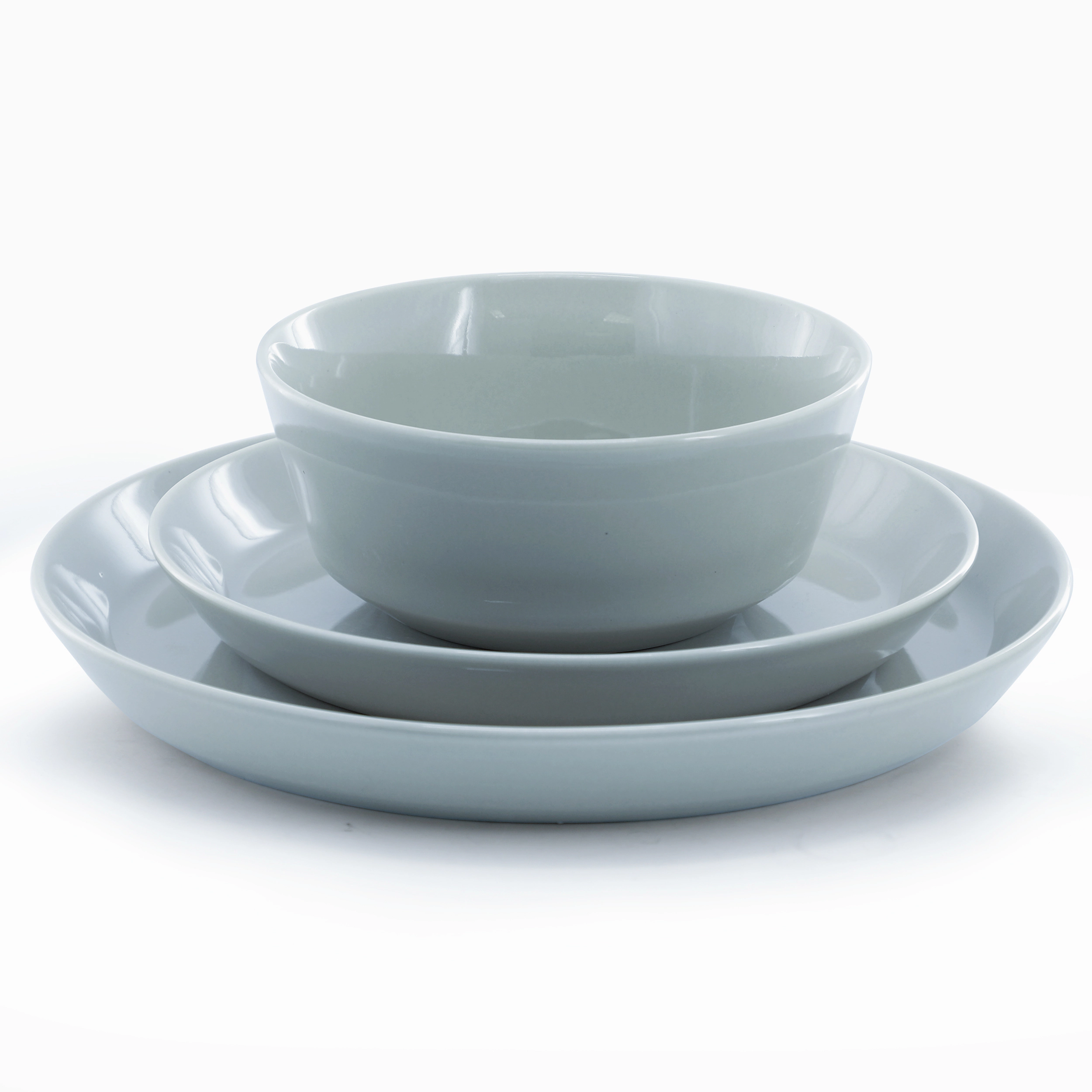 Gibson Elite Sunlit Mist 12 Piece Round Stoneware Dinnerware Set Gray