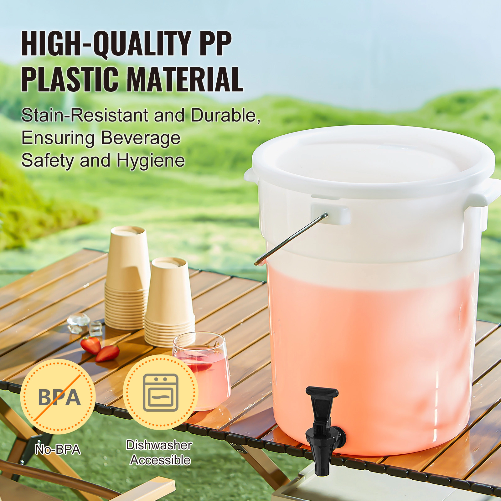 HONGGE Beverage Dispenser, Drink Dispenser for Parties, Juice with Spigot, Iced Tea Lemonade