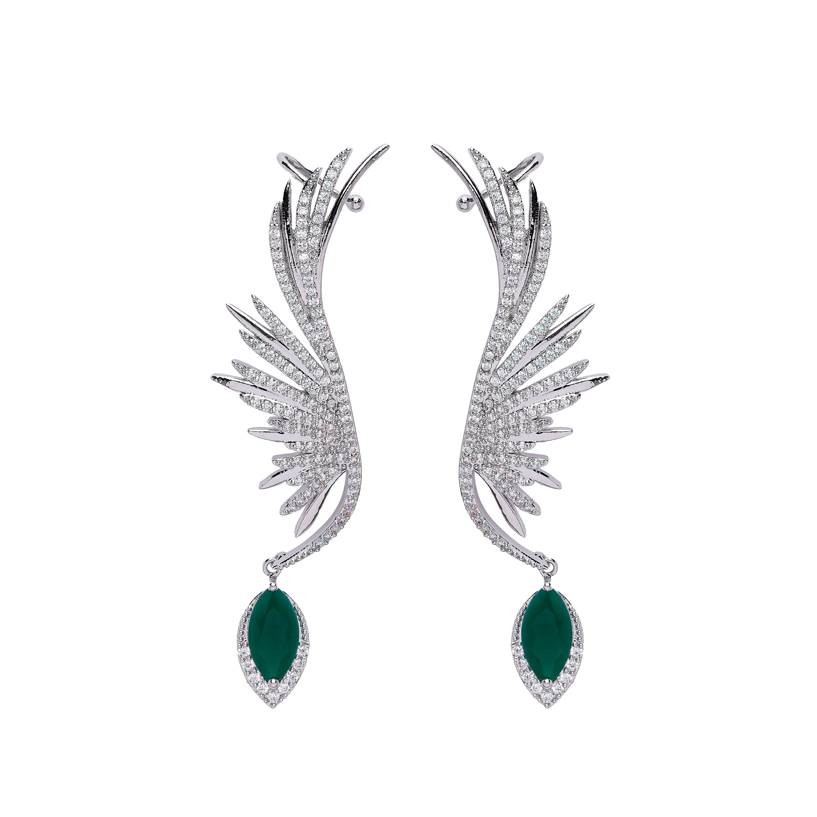 AGP PARIS Womens Diva Feather-Shaped Ear Drop Earrings