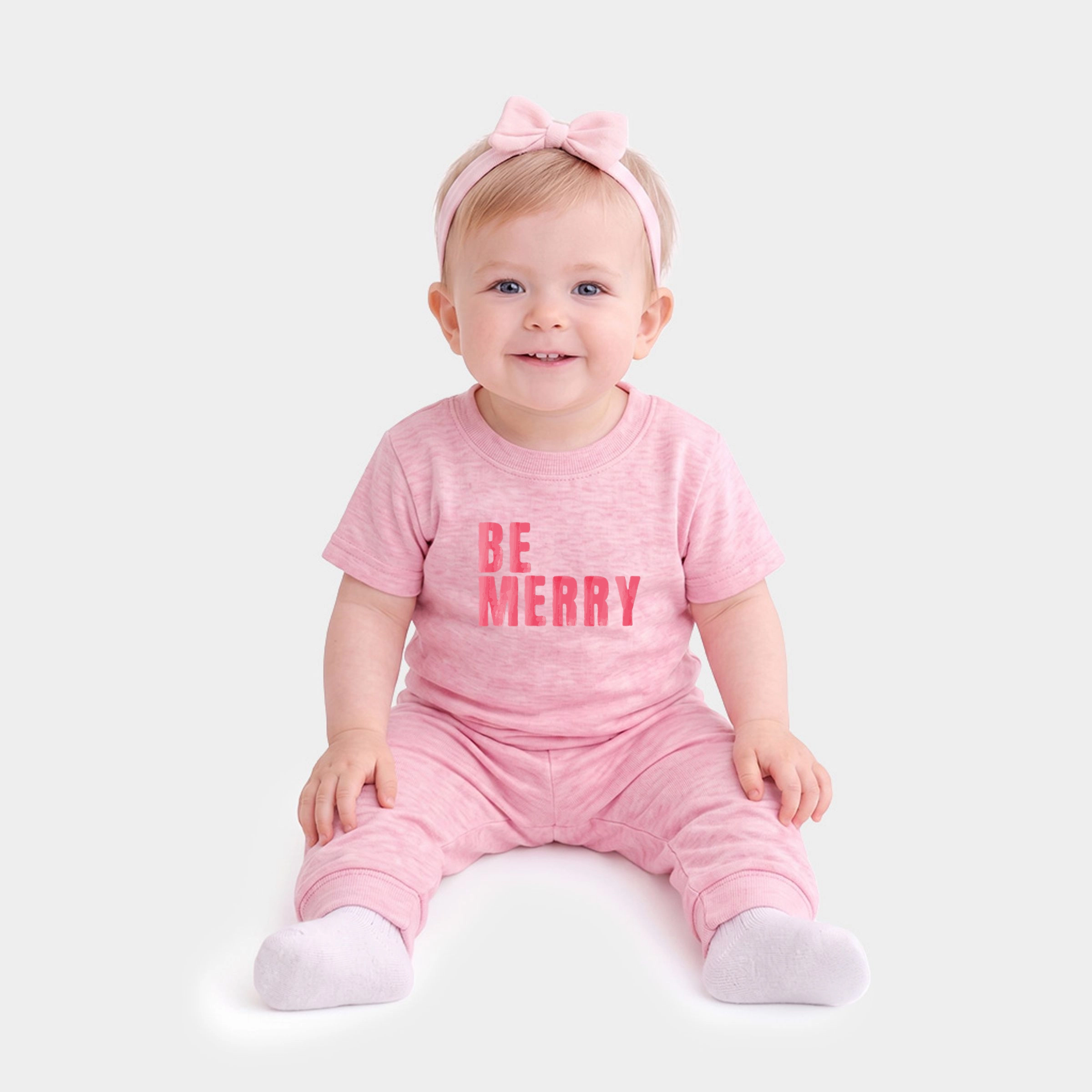 The Juniper Shop - Infant Jogger Pant Crew Set Be Merry Watercolor