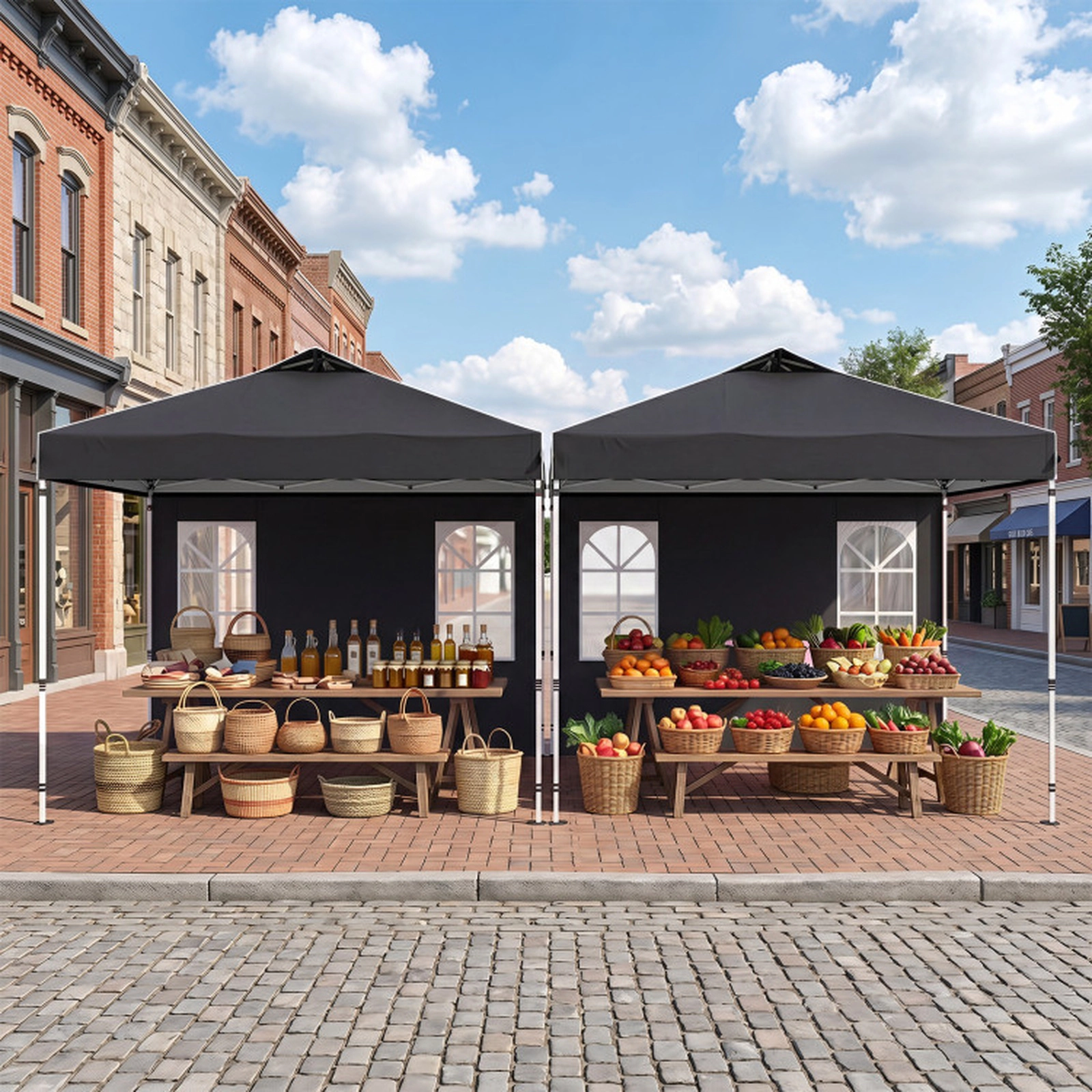 SUGIFT Pop Up Canopy Gazebo Tent with 4 Removable Sidewalls 3-Level Adjustable Height Waterproof Fabric Black