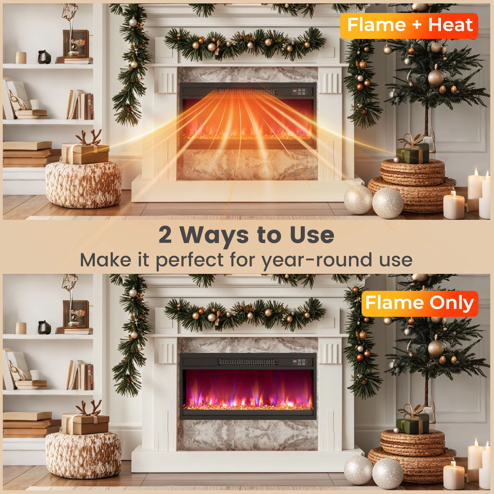 SlickBlue Wall Mounted Fireplace Heater for Living Room, Bedroom & Entertainment Spaces