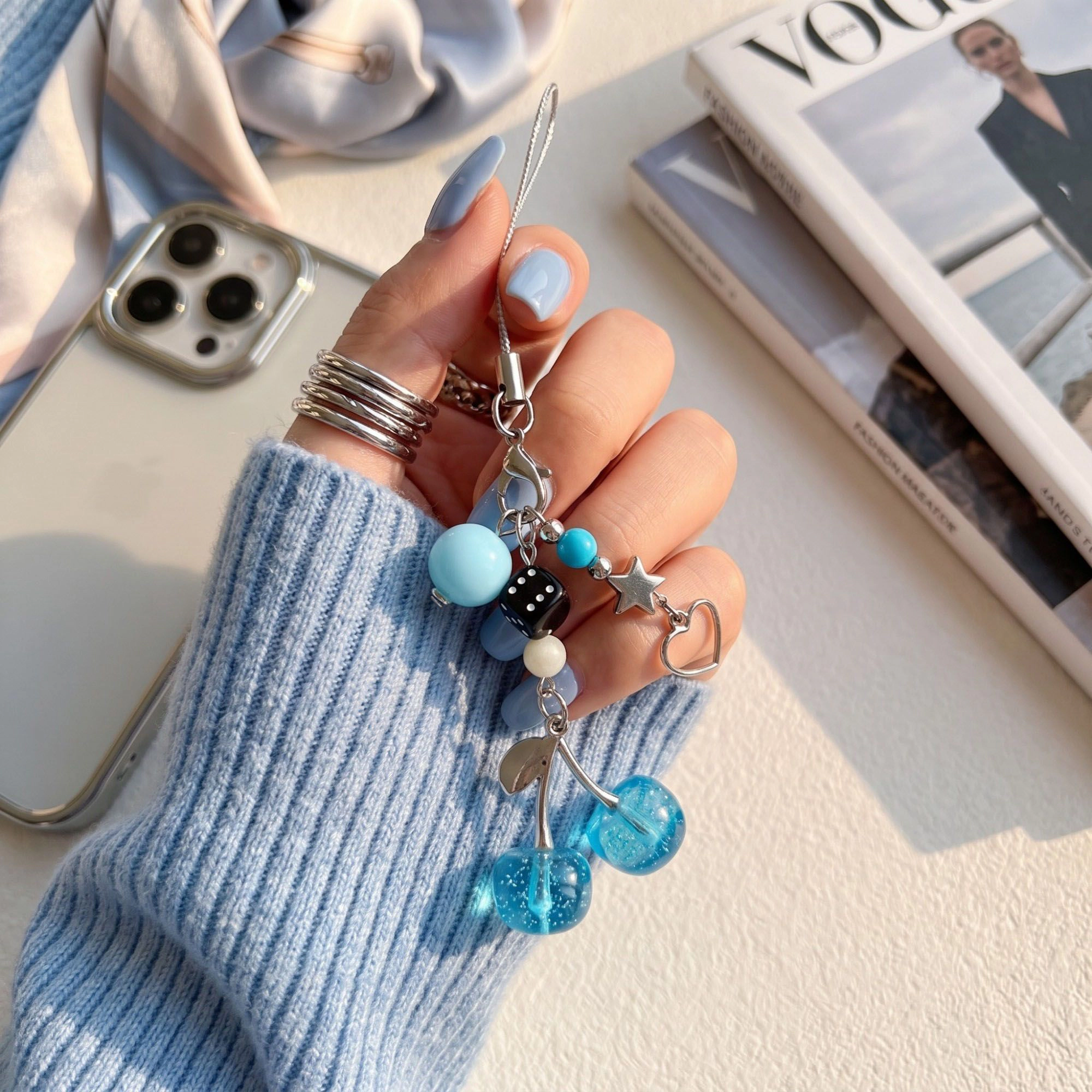 Alilang Women's 2-Piece Womens Beaded Phone Charm with Hanging Loop and Decorative Accents