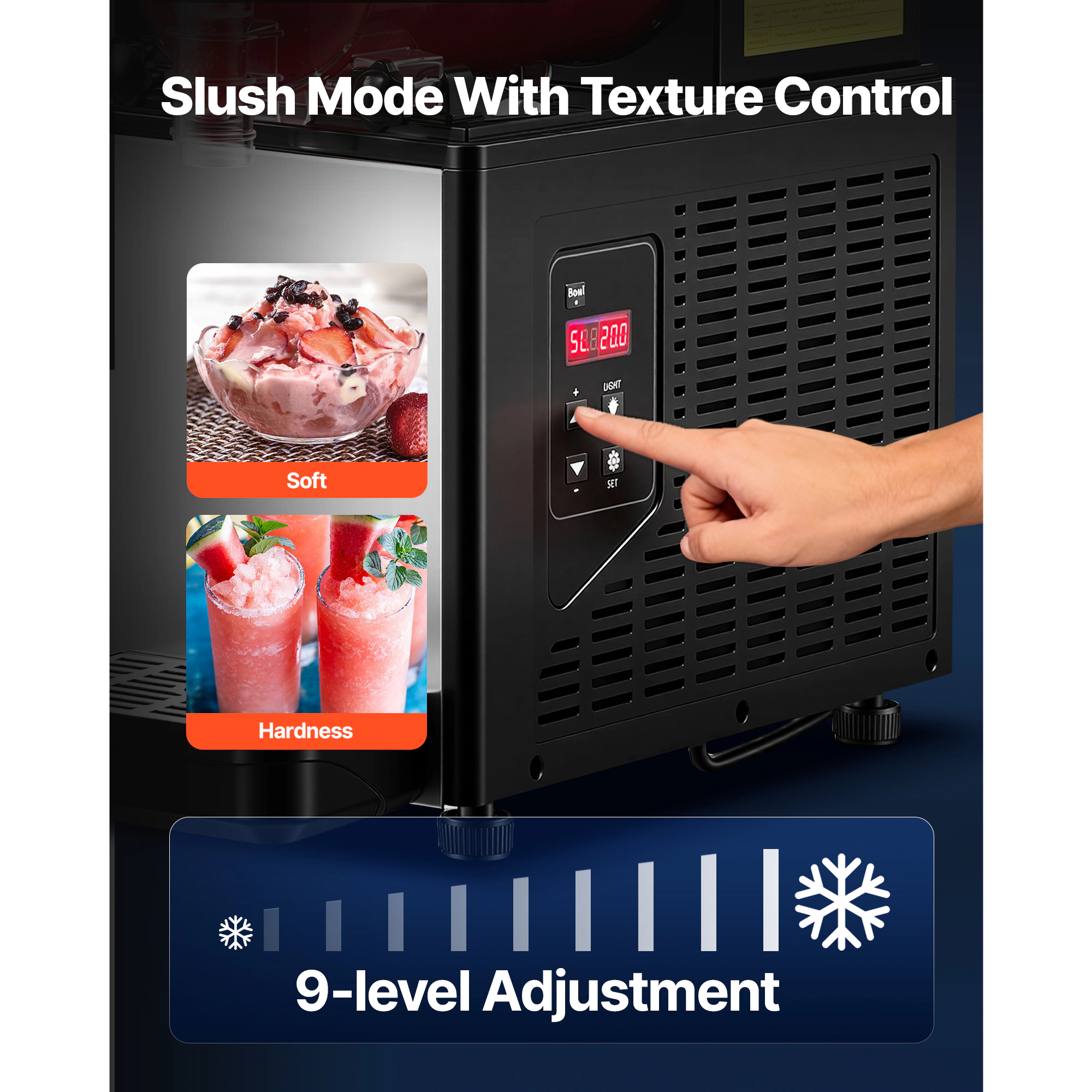 HONGGE Slushie Machine, Commercial Slushy Maker, Frozen Drink Maker with Self-Cleaning