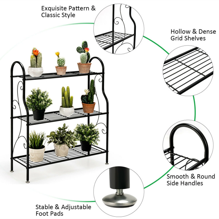 Hivvago Scrollwork Designed Three-Tier Plant Stand