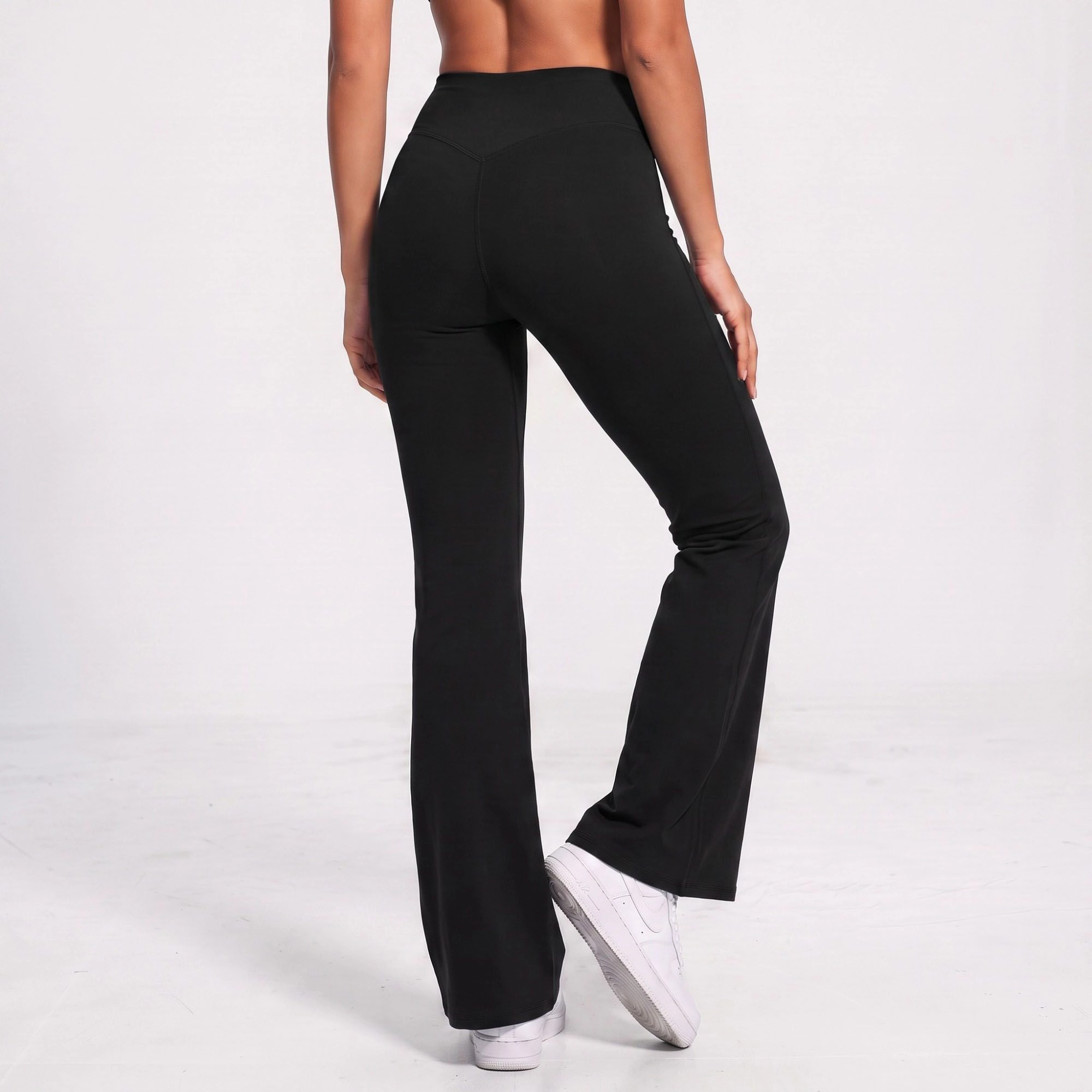 Anna-Kaci Women's High-Waist Flare Yoga Pants with Contour Seams Full-Length Fitted Workout Leggings for Gym