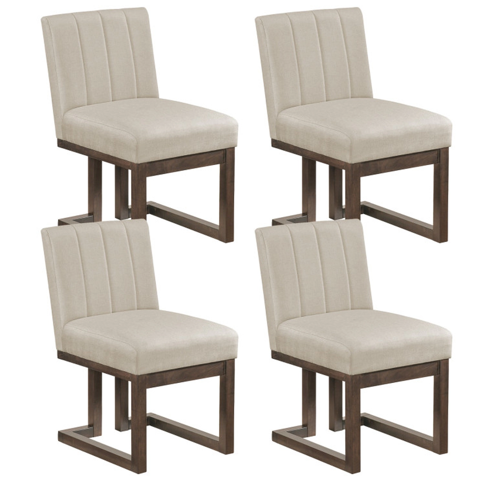 SUGIFT Modern Farmhouse 5.5 in Thickened Padded Seat 330-lb Set of 4 Fabric Dining Chairs