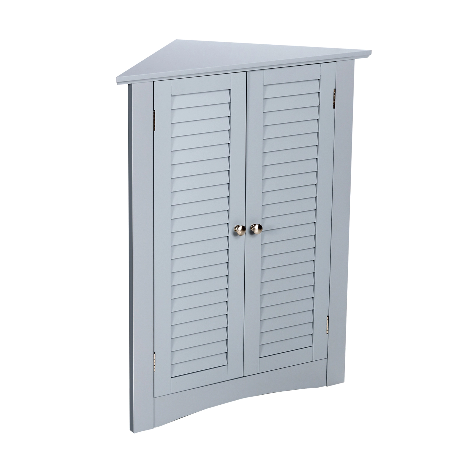 SUGIFT Gray 66-lb Capacity Corner Bathroom Storage Cabinet with Shutter Door and Adjustable Shelf