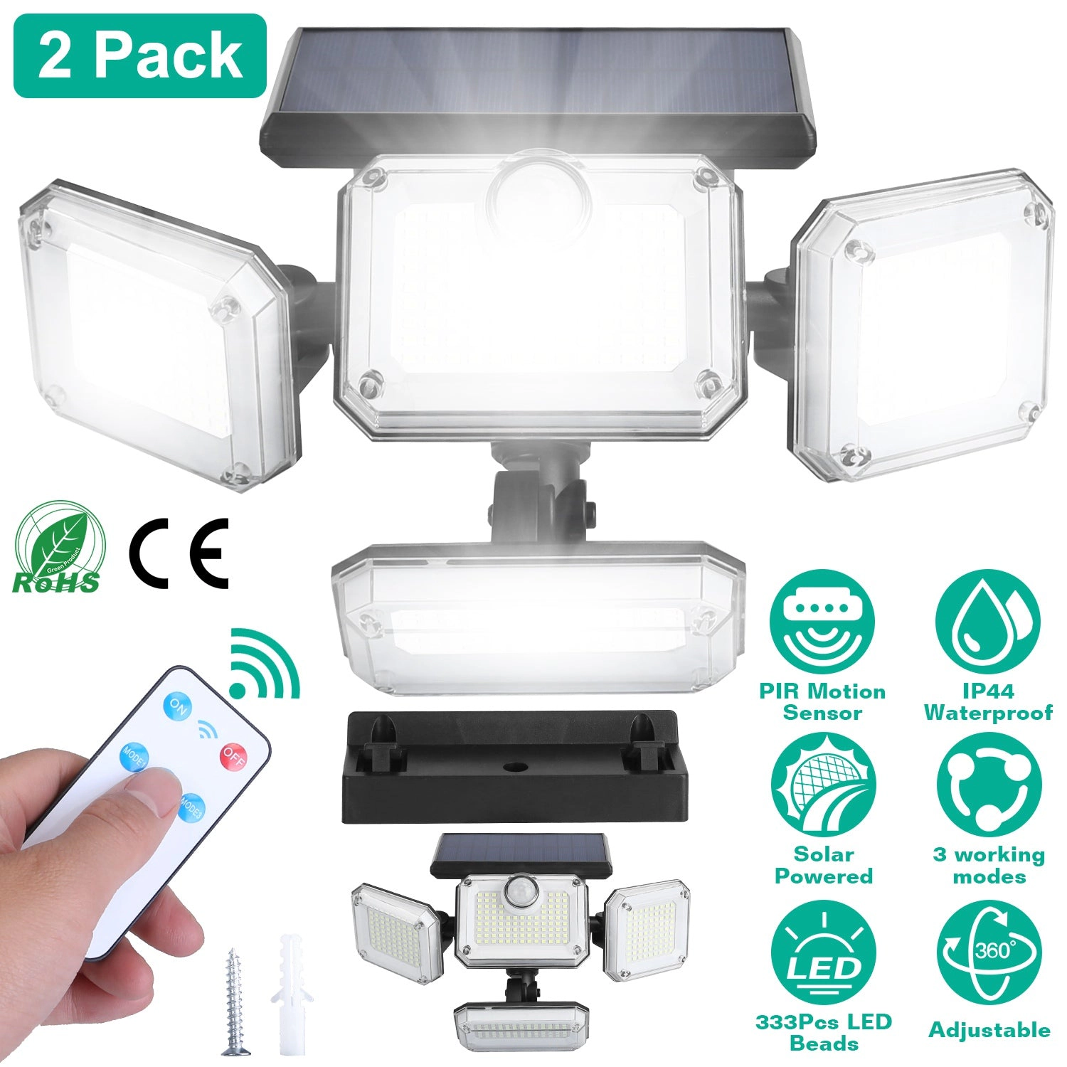 GBruno 2-Pack Solar Motion Sensor Wall Lights
