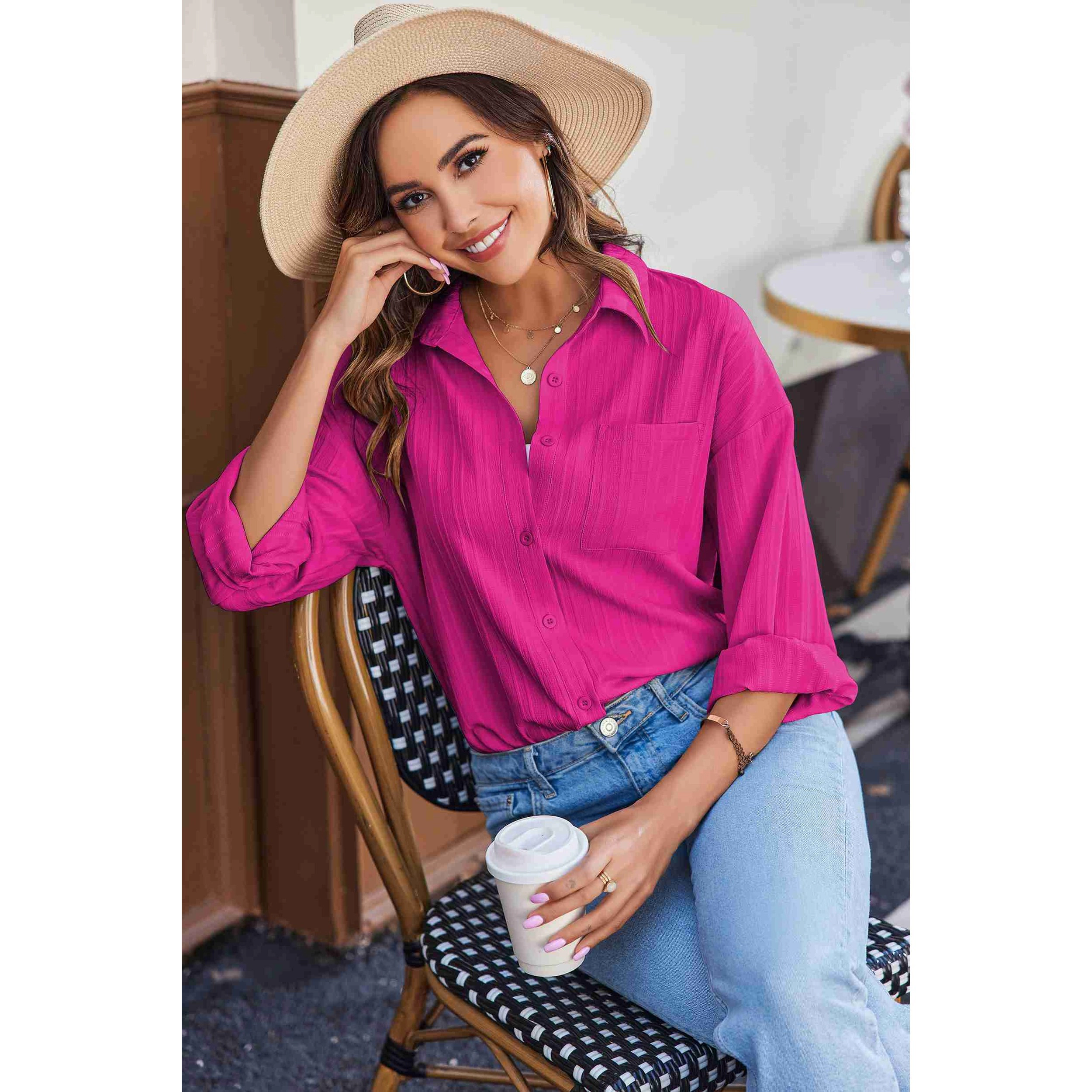 Zeagoo  Womens Button Down Shirt Casual Long Sleeves Loose
