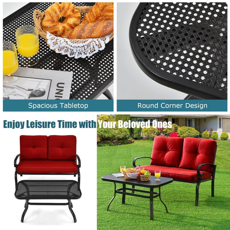Hivvago 2 Pieces Patio Loveseat Bench Table Furniture Set With Cushioned Chair