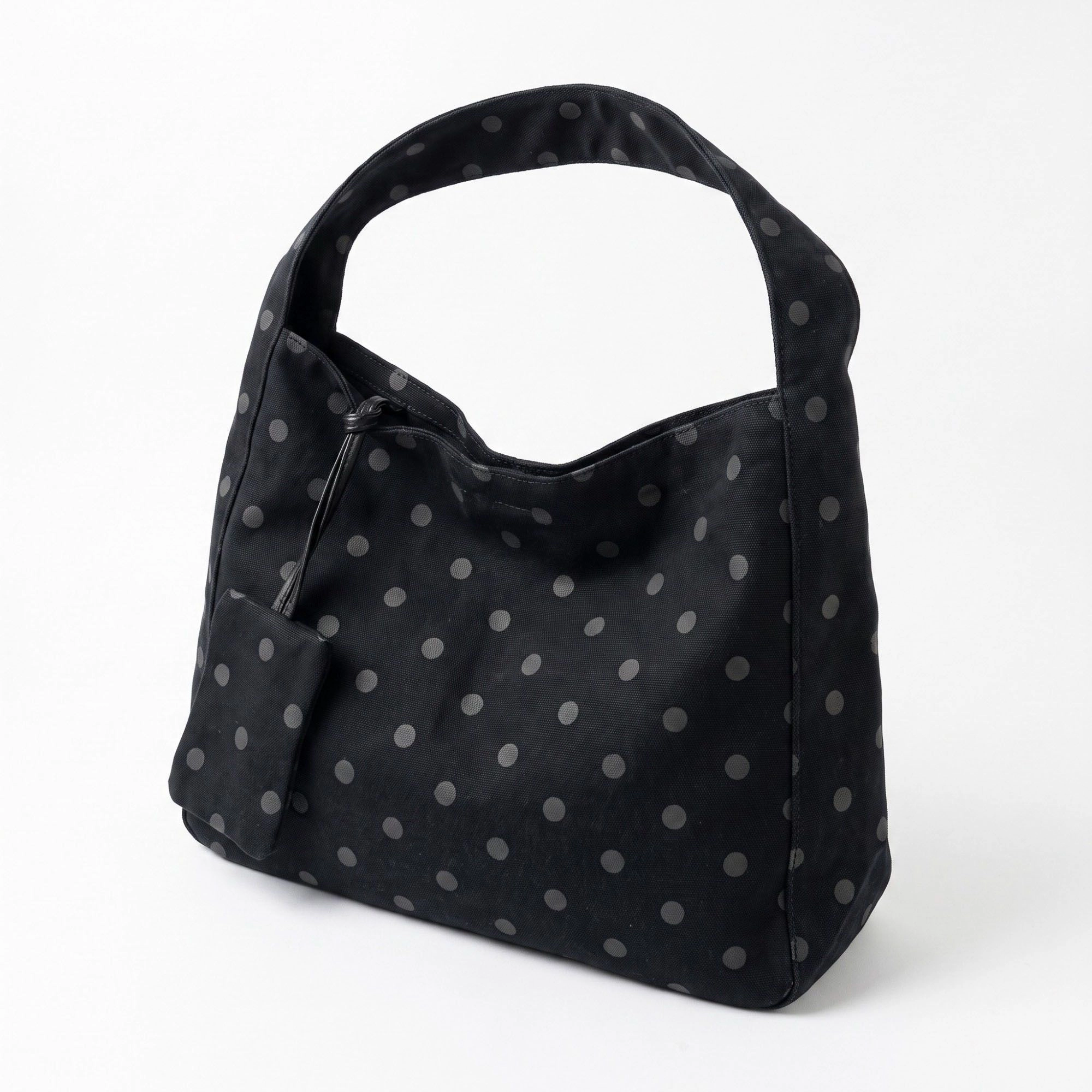 Alilang Women's Polka Dot Hobo Tote Bag with Wide Shoulder Strap and Matching Pouch 12.5x13x5.5in