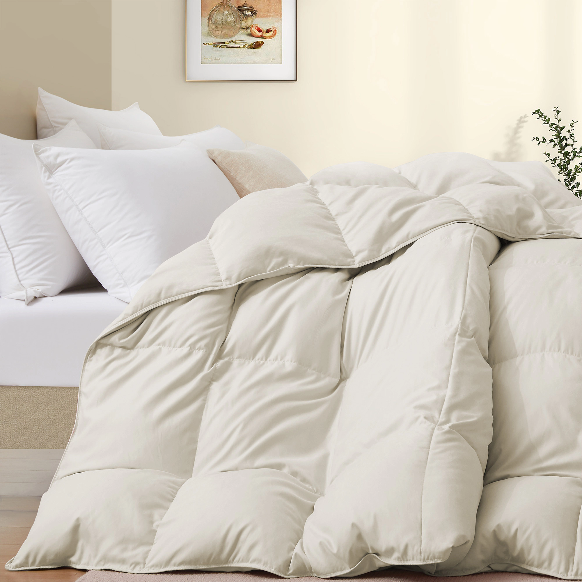 PEACENEST Goose Feather Fiber Comforter All Season Soft Duvet Insert