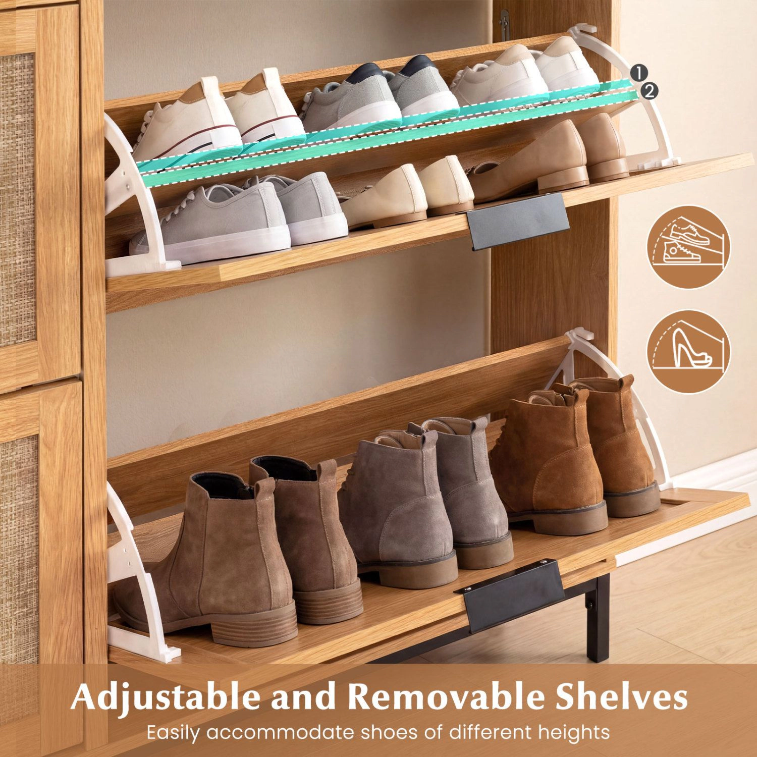 SlickBlue Entryway Shoe Organizer Cabinet with 4 Flip Drawers