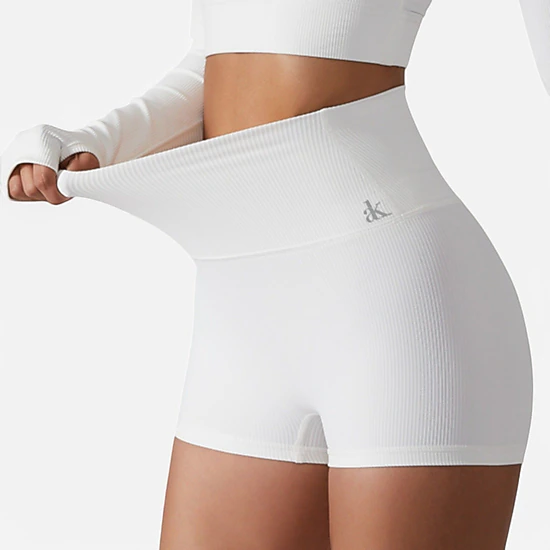 Anna-Kaci Women's High Waist Ribbed Seamless Shorts with Stretch Fabric