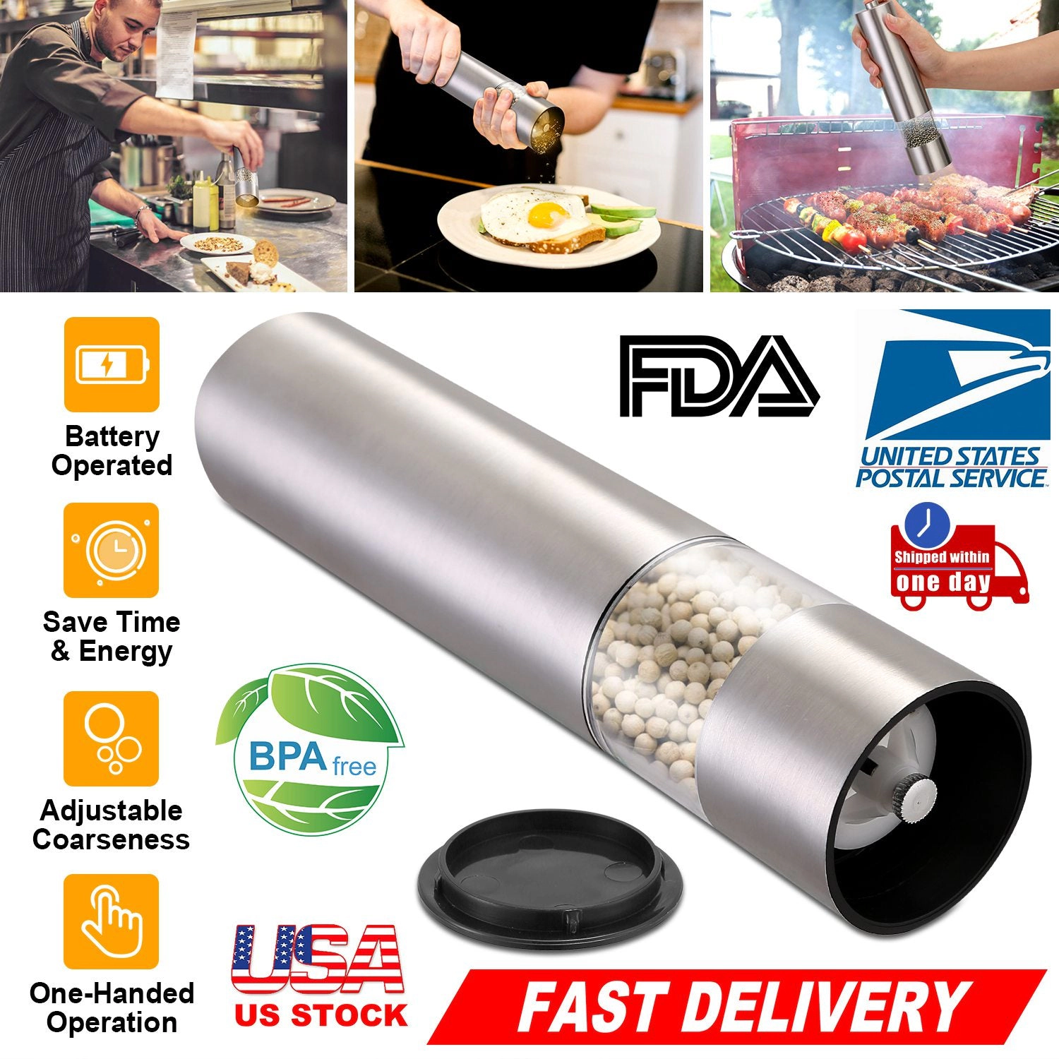 GBruno Electric Salt Pepper Grinder With Light