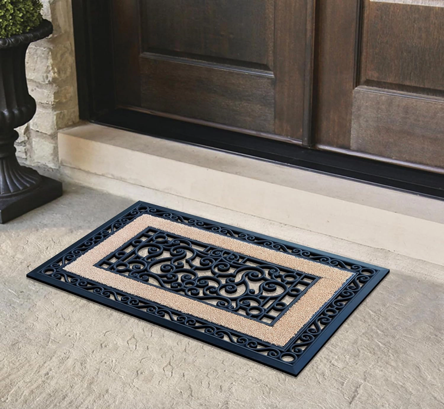 A1 Home Collections Coir and Rubber Door Mat 23x35 Inches Heavy Duty Iron Gate