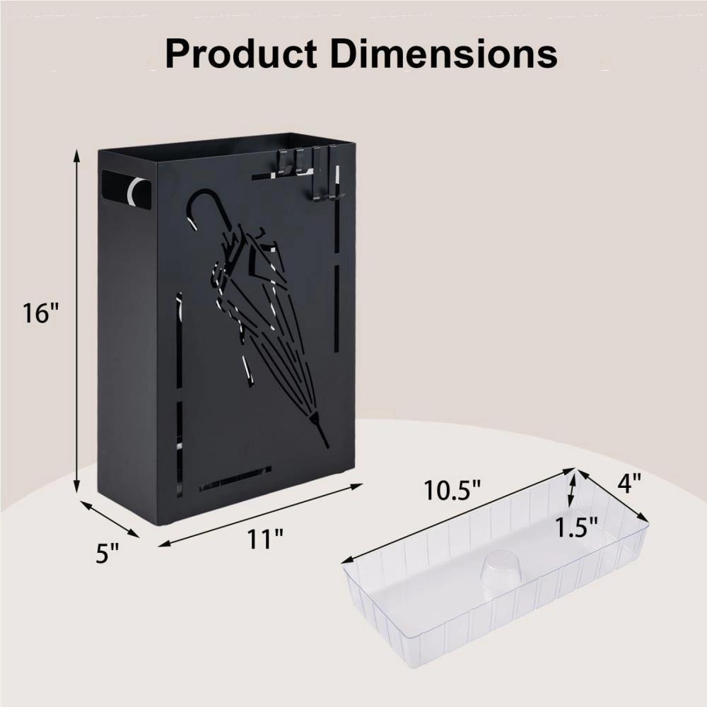 Hivvago Rectangular Umbrella Holder Rack with Removable Drip Tray