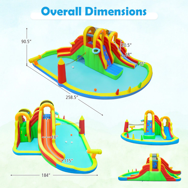 Hivvago 8-in-1 Giant Bounce House with 2 Long Slides and Climbing Walls for Yard Party
