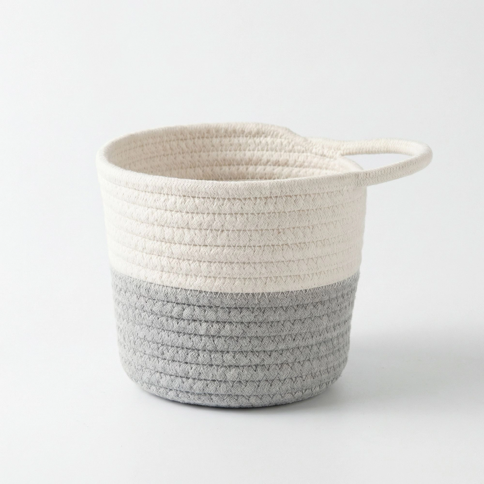 Alilang Unisex Small Hanging Storage Basket with Handle Woven Style Organizer for Bathroom Bedroom Entryway