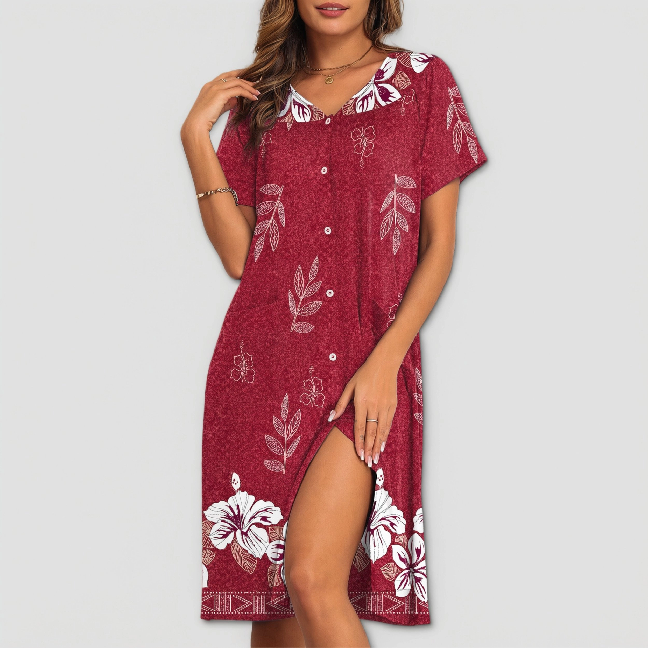 Ekouaer House Dresses for Women with Pockets Button Down Nightgowns  Dresses Floral Print