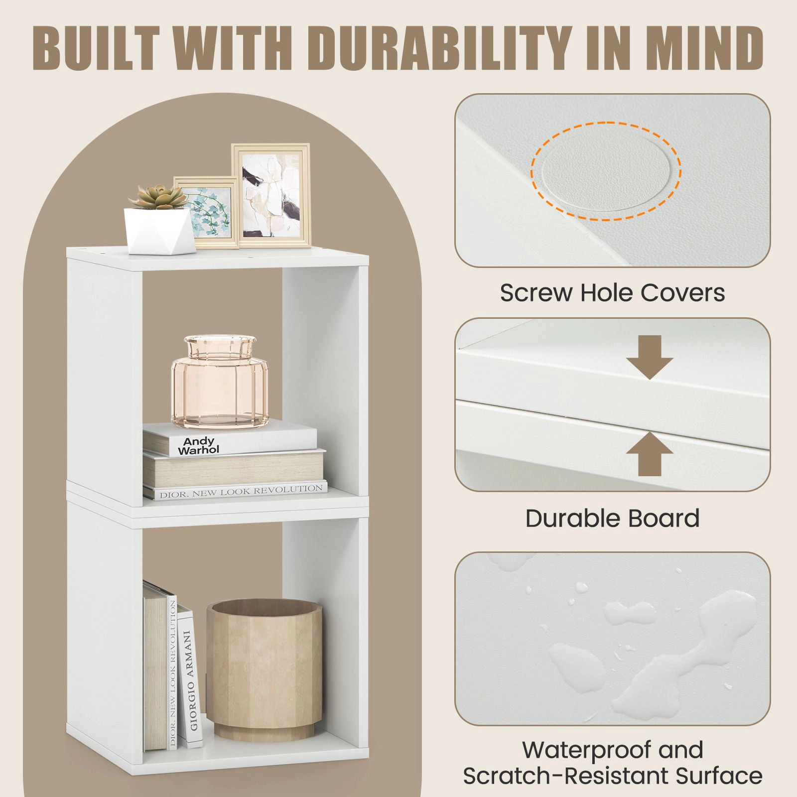 SlickBlue Set of 2 Modular Wooden Cube Shelving Unit for Books & Displays
