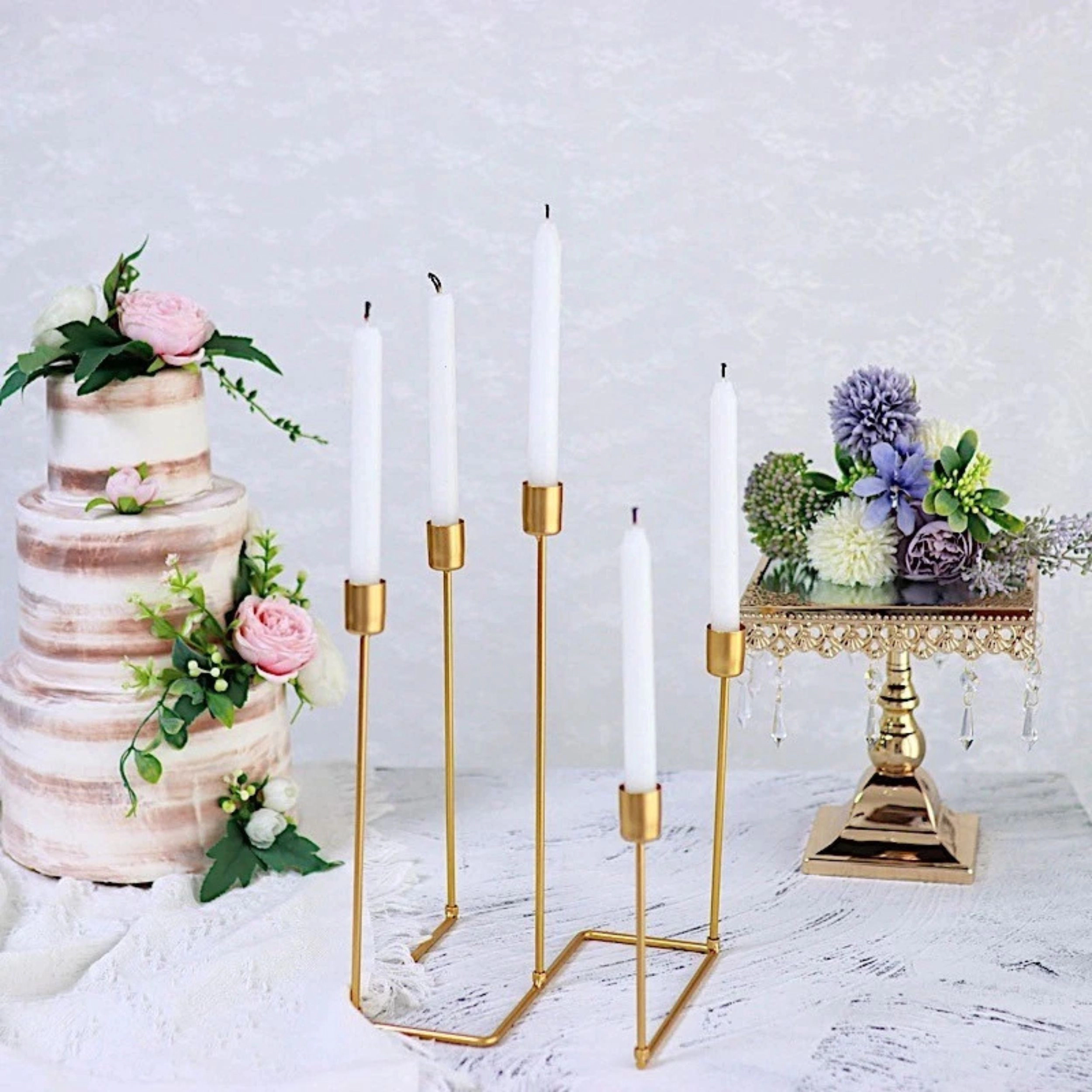 Home Collection 12-Inch 5-Arm Geometric Metal Candelabra