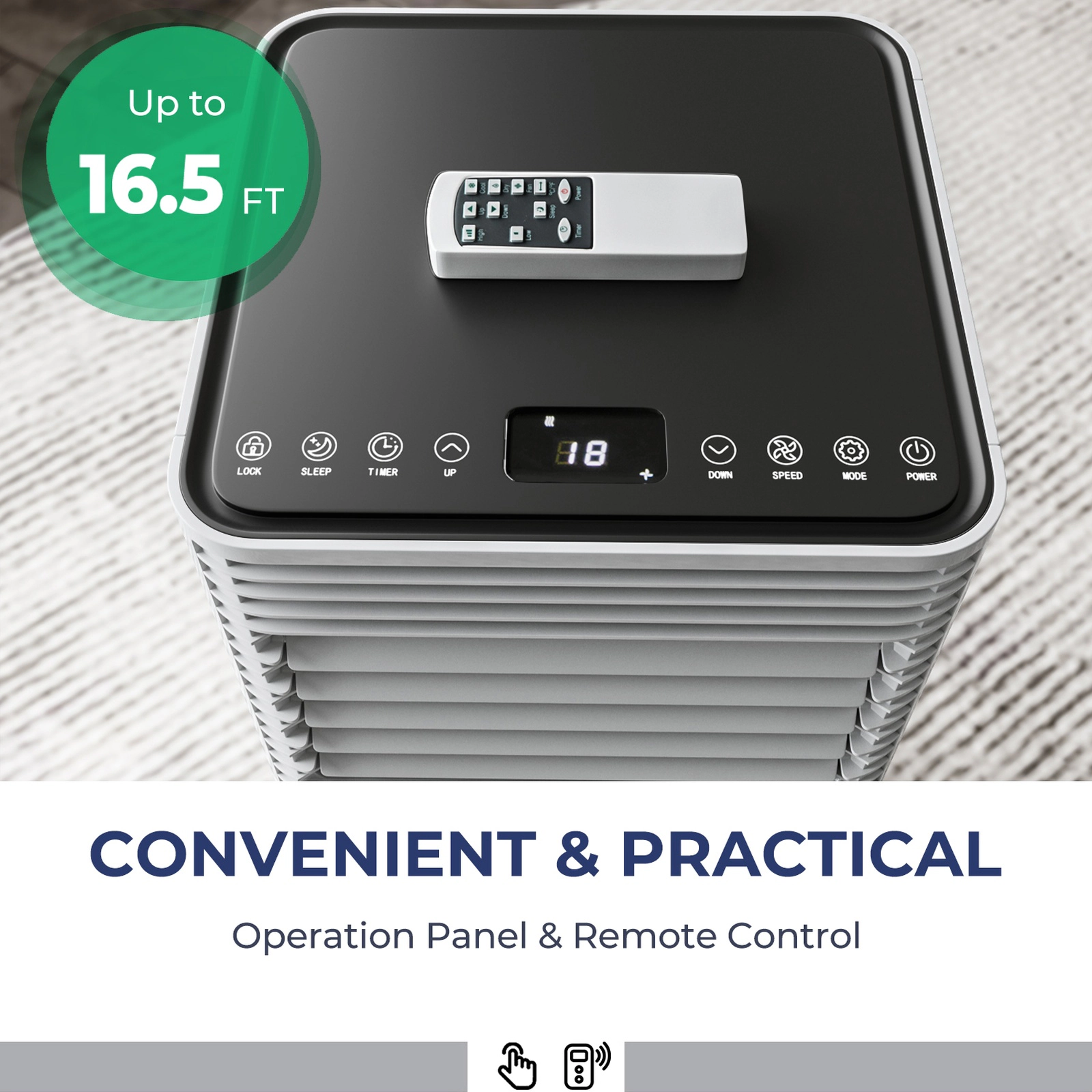 SUGIFT Black 10000-BTU 350-sq ft 3-in-1 Portable Air Conditioner with Dehumidifier Fan Mode and Remote