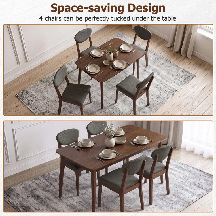Hivvago 5-Piece Dining Set For 4 With Rectangular Table & Fabric Chairs For Living Room