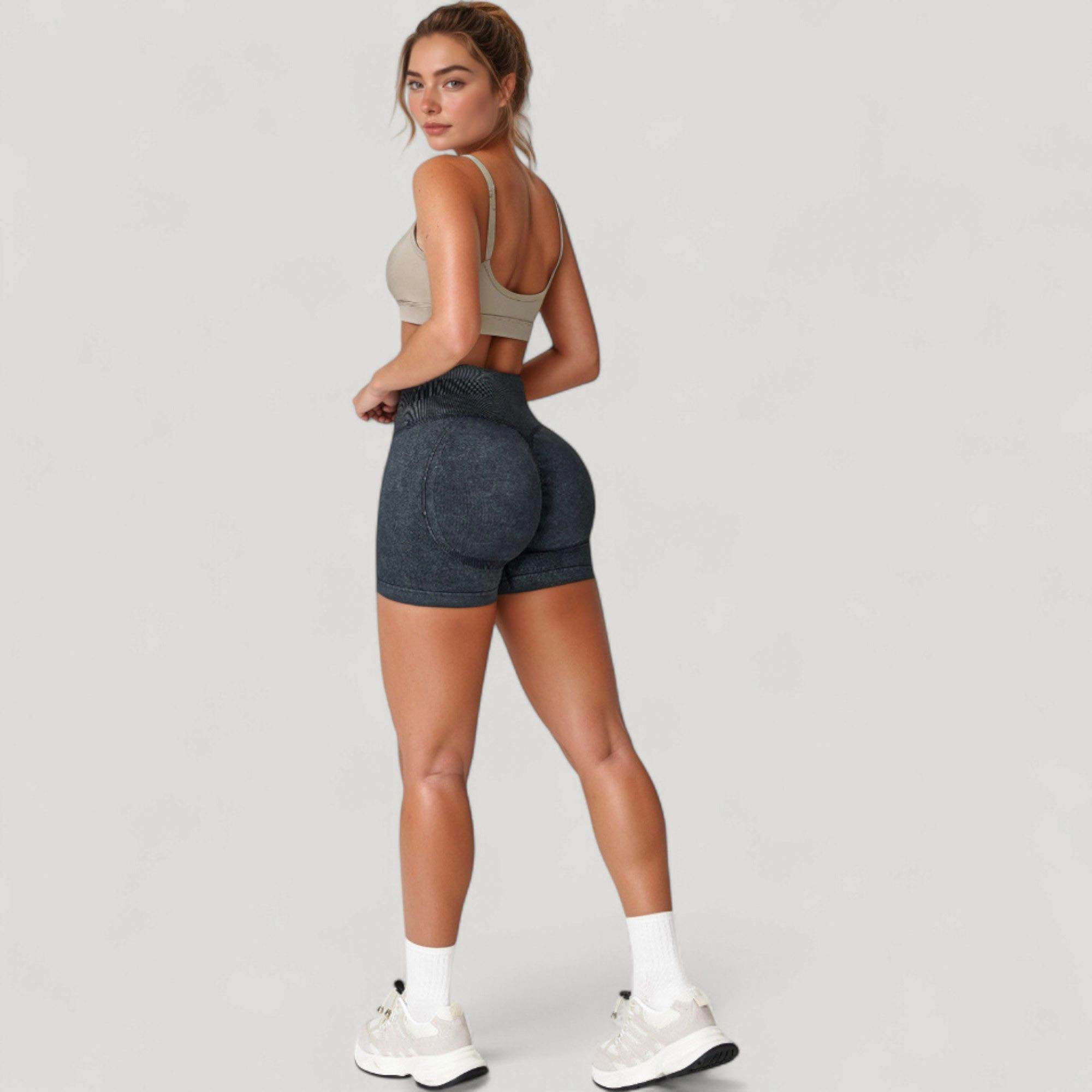 Anna-Kaci Women's Ribbed Seamless Biker Shorts with Stretch Fabric and Smooth Fit