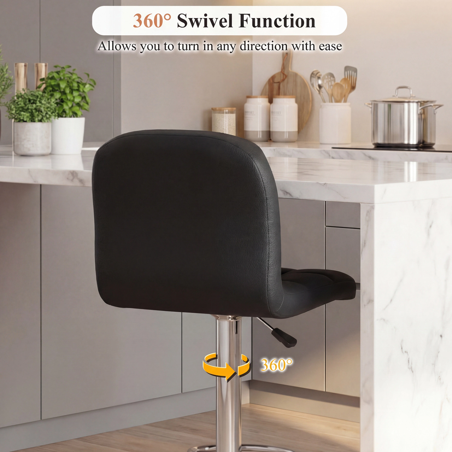 Glintex 2-Piece Adjustable Swivel Bar Stool Set with Heavy-Duty Metal Base