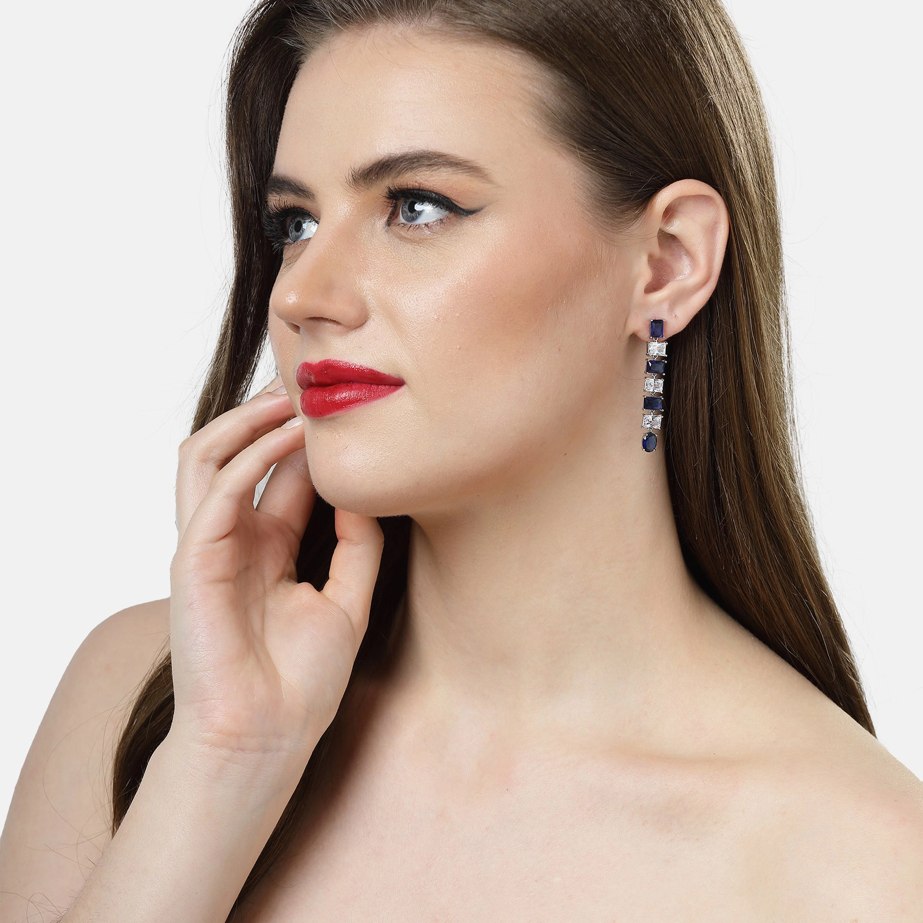 AGP PARIS Womens Blue Square Drop Earrings