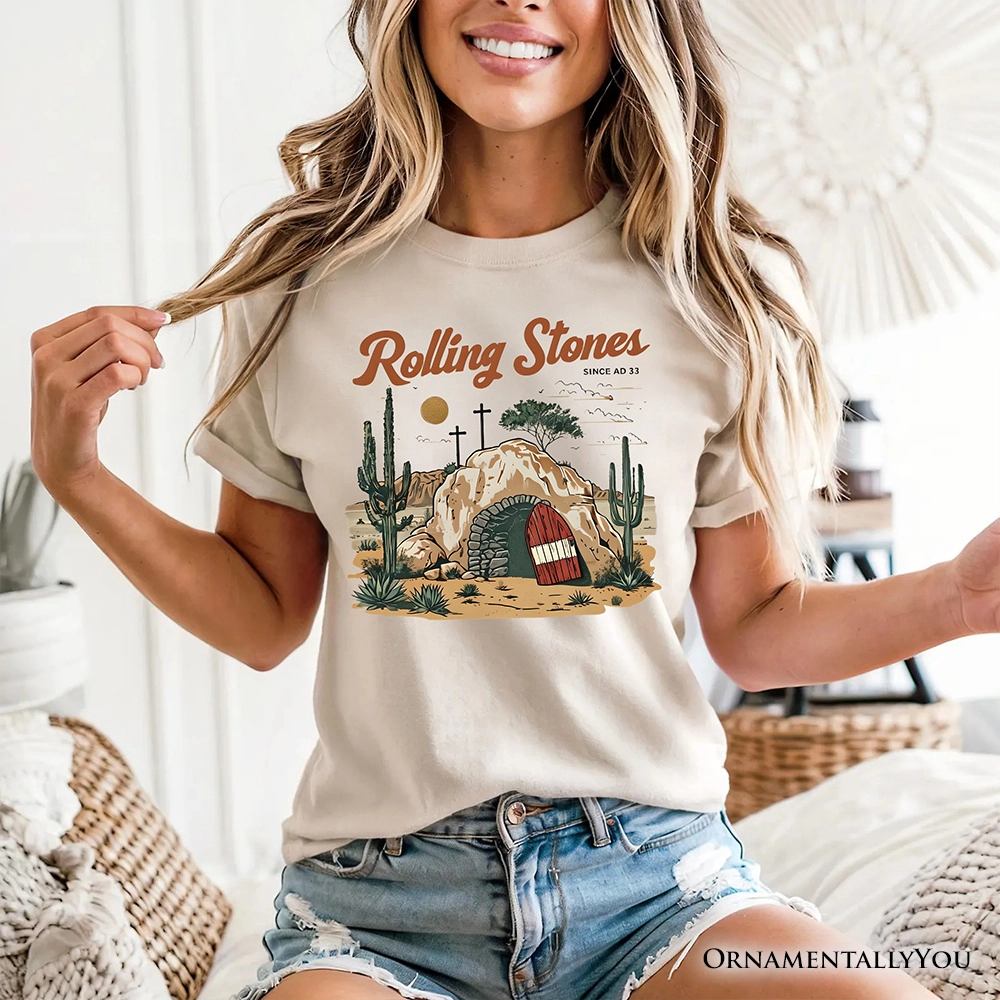 OrnamentallyYou Womens Rolling Stones Christian Easter T-Shirt