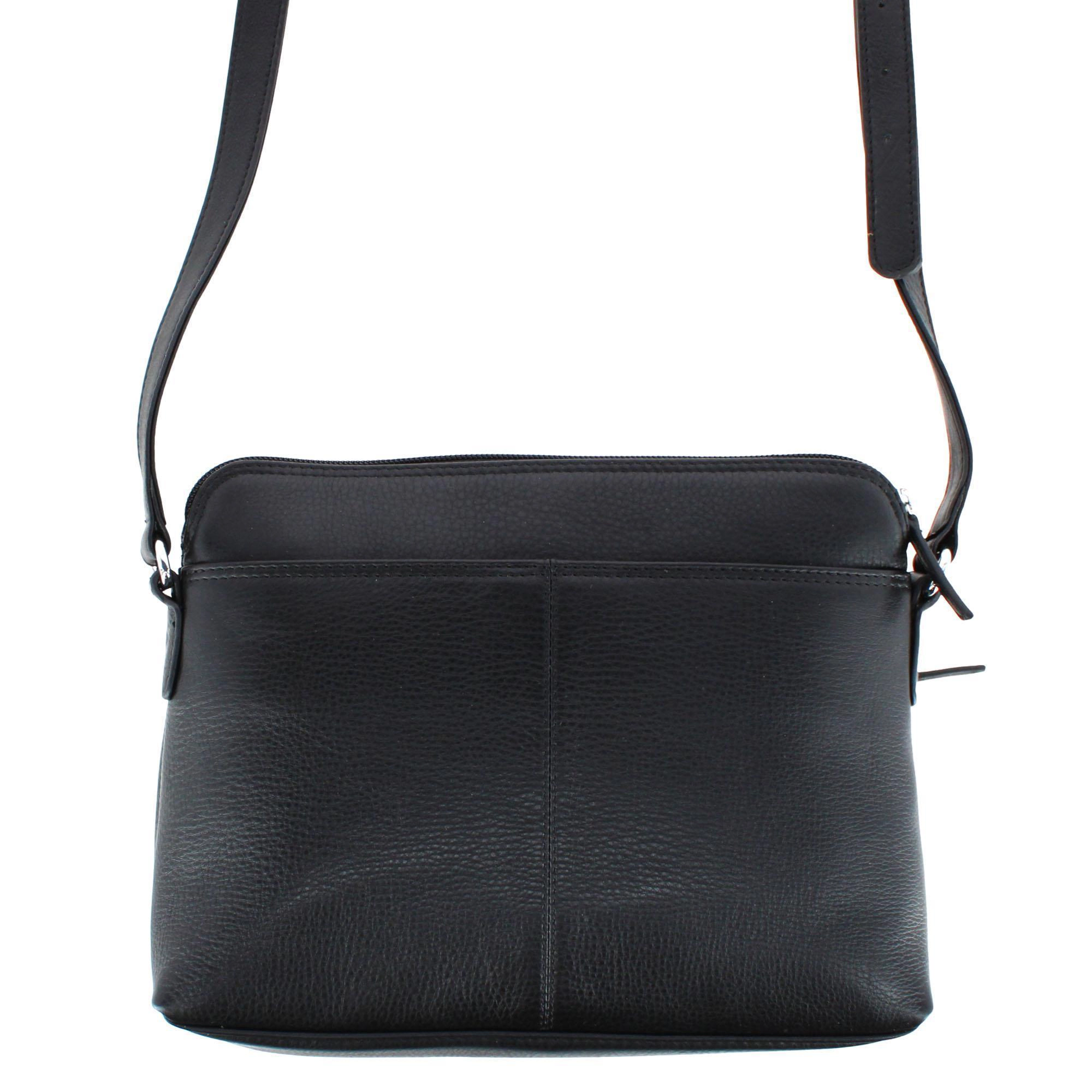 CTM® Women's Leather Shoulder Bag Purse with Side Organizer