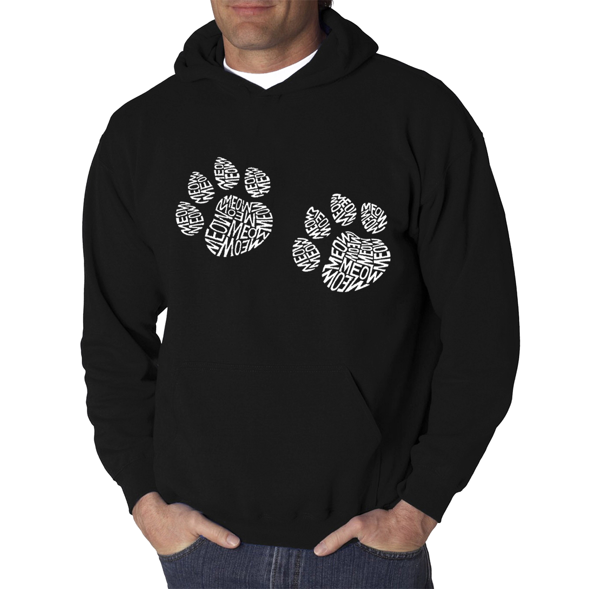 LA Pop Art Meow Cat Prints - Men's Word Hooded Sweatshirt