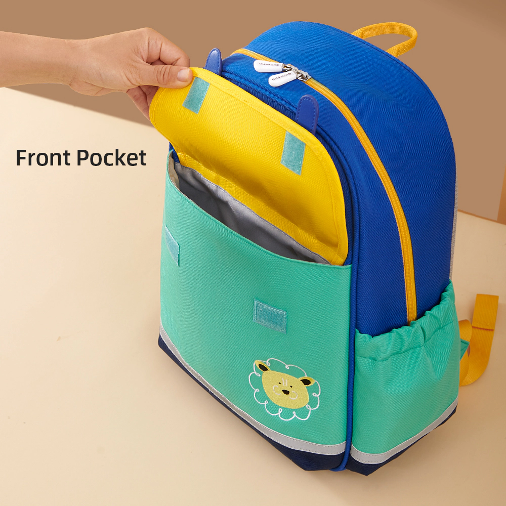 SUNVENO Kids Ergonomic Colorblock Backpack, Lightweight Toddler School Bag with Reflective Strip