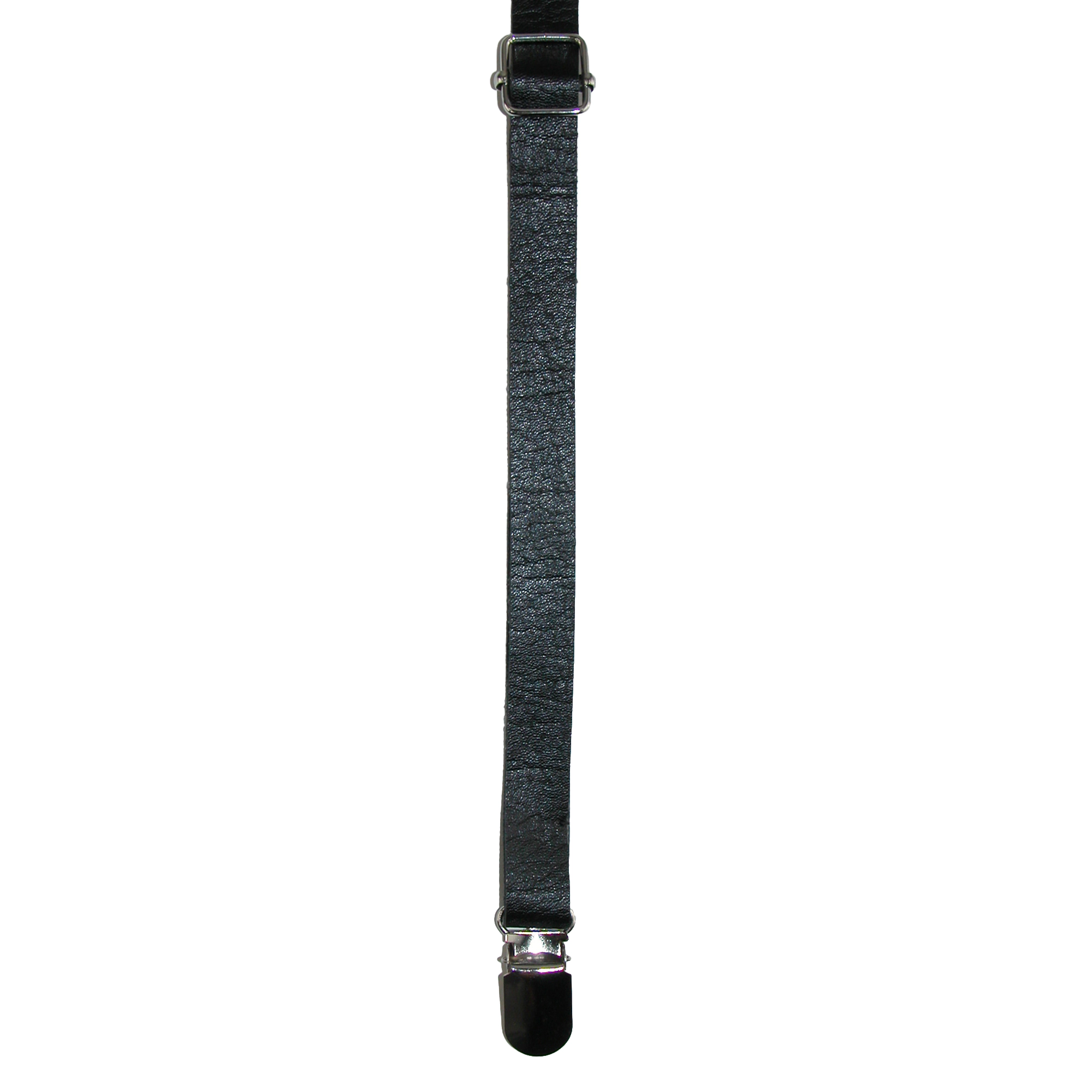 CTM Faux Leather Slim Clip-End Suspenders