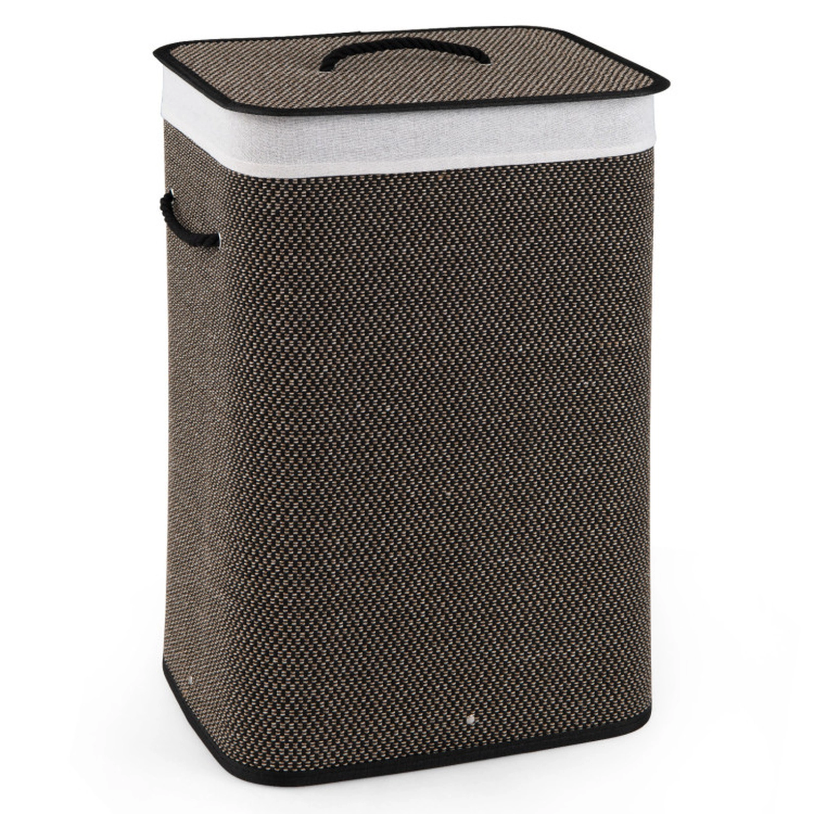 SUGIFT 19 Gal Capacity Bamboo Clothes Hamper with Removable Liner and Portable Handles 22-lb Capacity Black