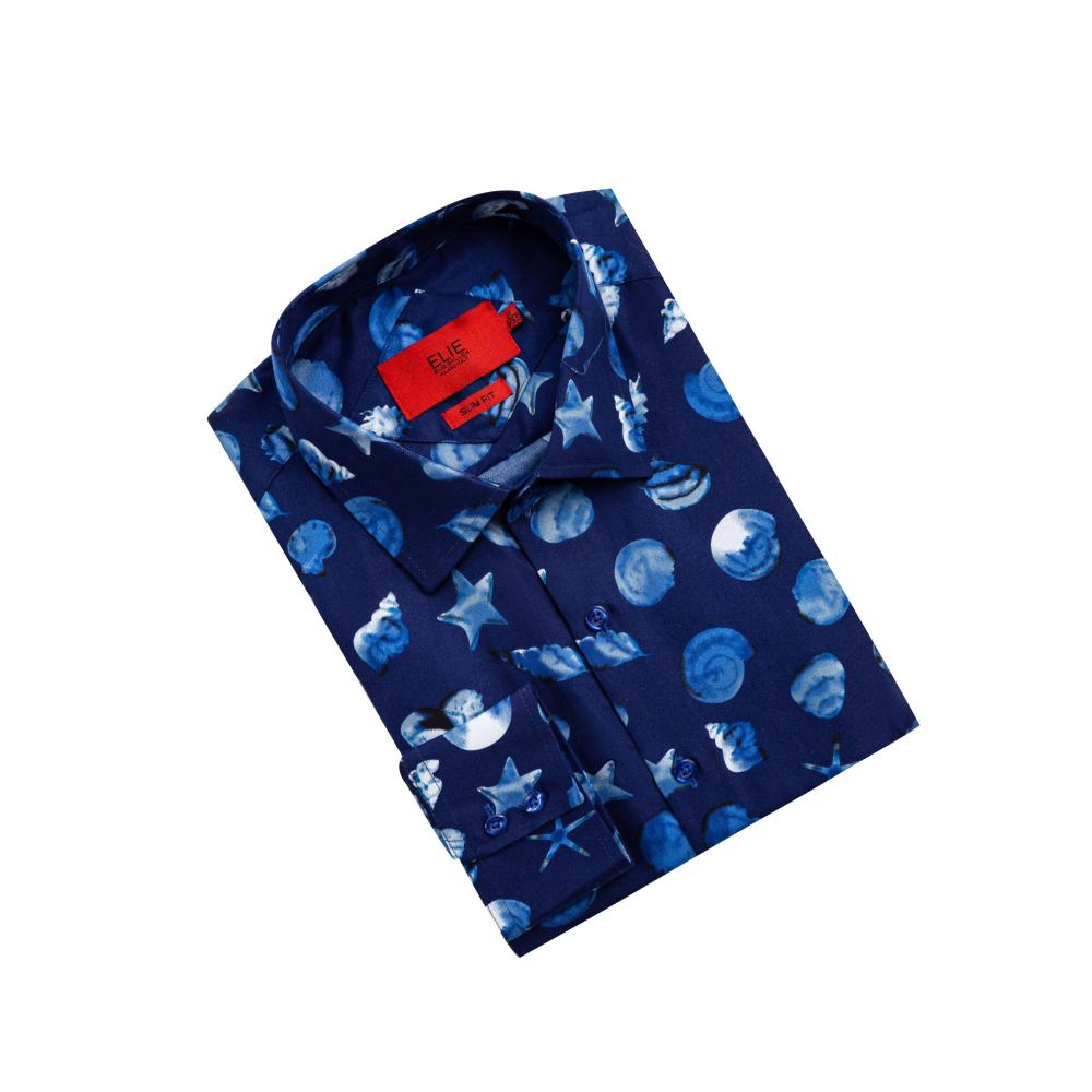 Elie Balleh Slim Fit Mens Sea Shell Print Shirt