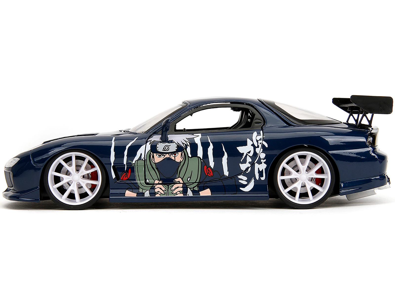 Jada 1993 Mazda RX-7 Dark Blue with Graphics and Kakashi Hatake Diecast Figure "Naruto Shippuden" (2009-2017)