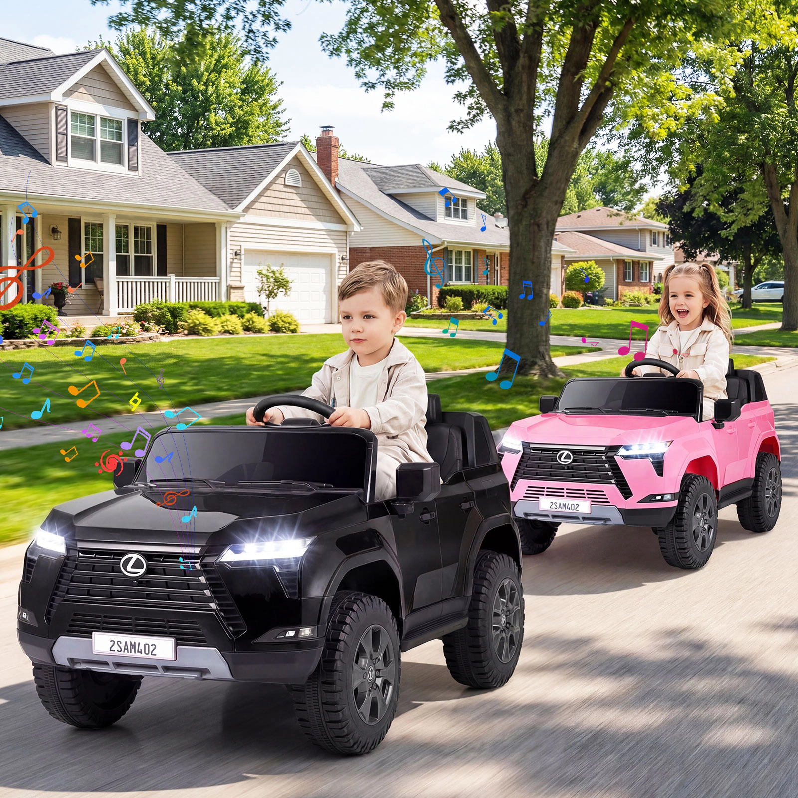 Costway Ride on Car for Kids, 24V 4WD Licensed LEXUS GX550 Electric Vehicle with Remote White