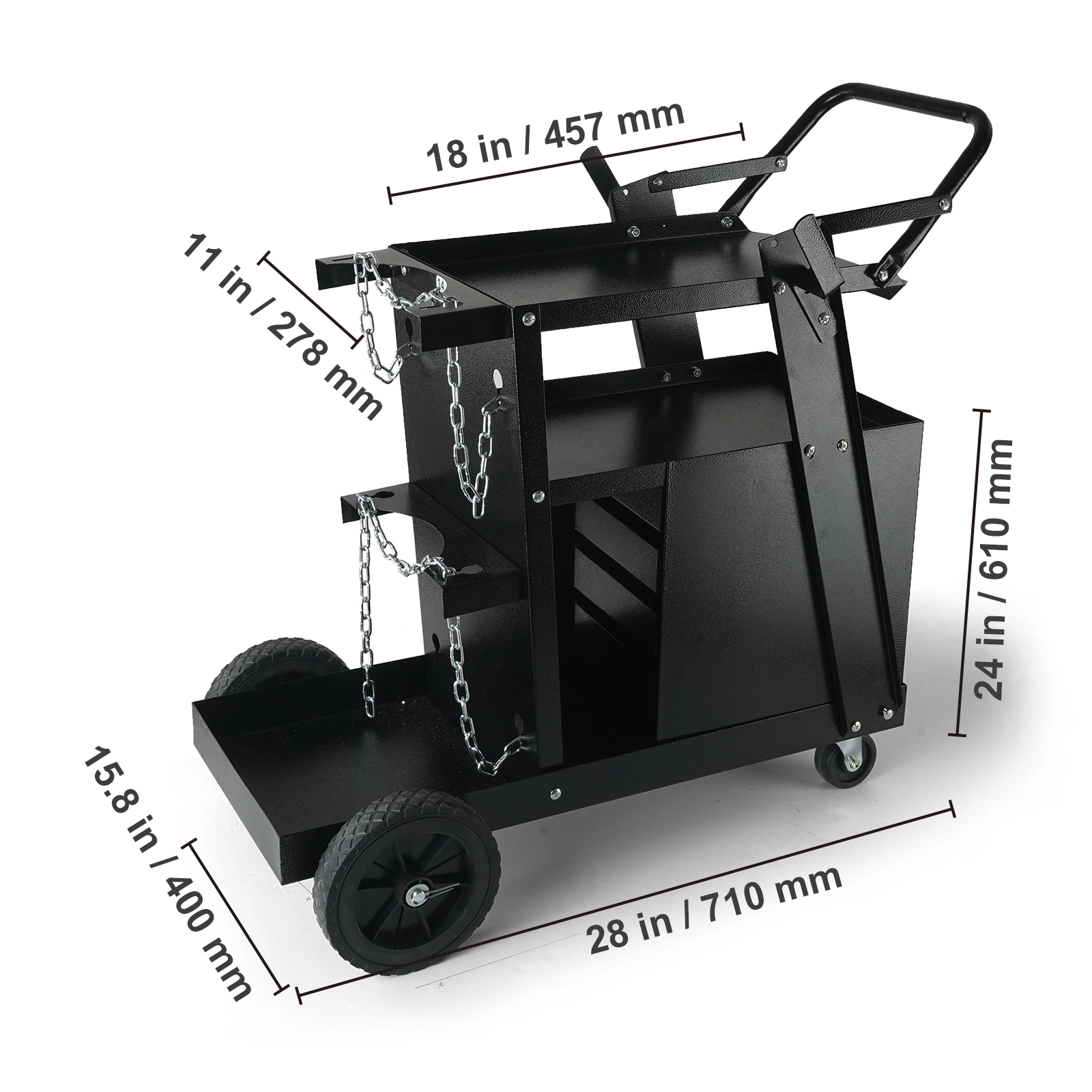 HONGGE 2-Tier Rolling Welding Cart with 4 Drawers, 265 lbs Capacity, Swivel Casters and Gas Cylinder Safety Chains