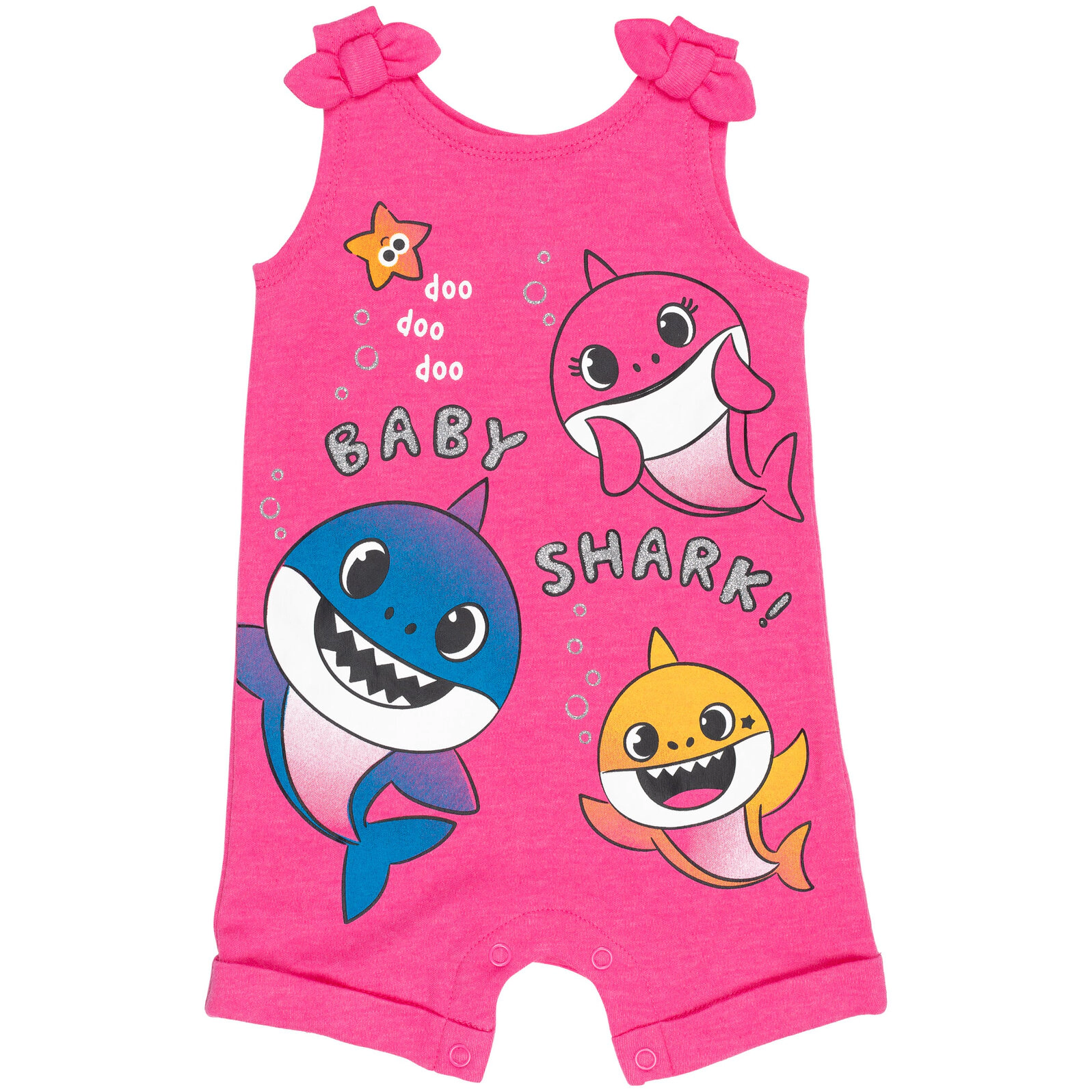 Pinkfong Baby Shark Girls' Sleeveless Romper and Headband Set