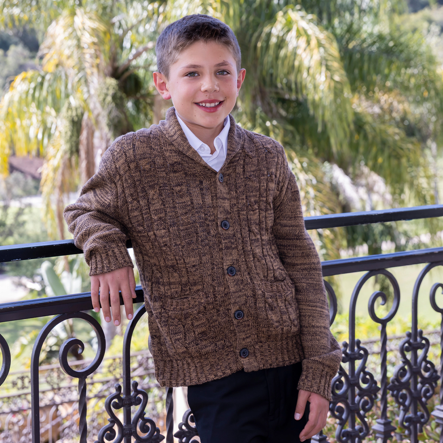 Gioberti Boy's 100% Cotton Knitted Shawl Collar Cardigan Sweater
