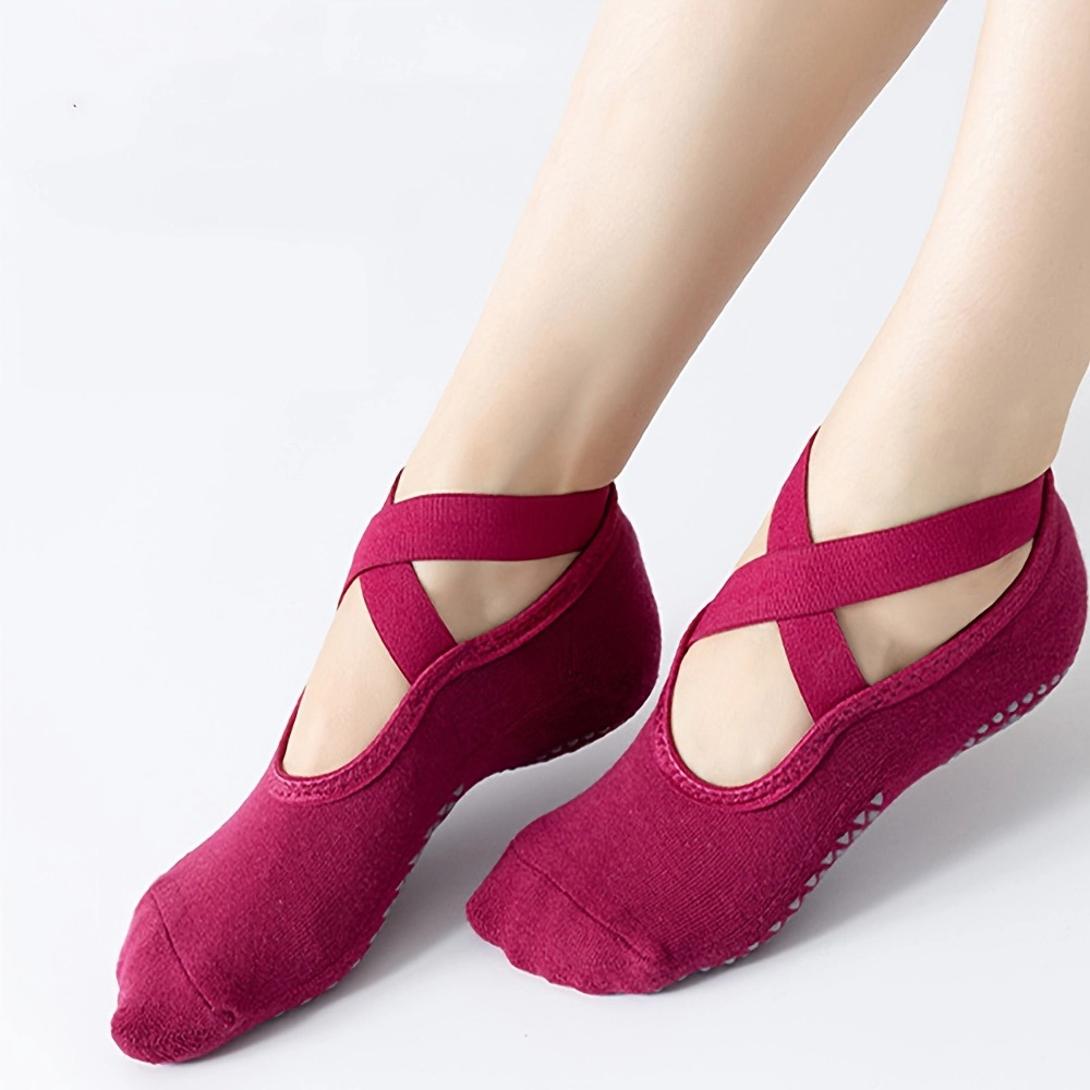 Wardrobe Whimsy 6 Pairs Women's Grip Yoga Socks with Non-Slip Grippers