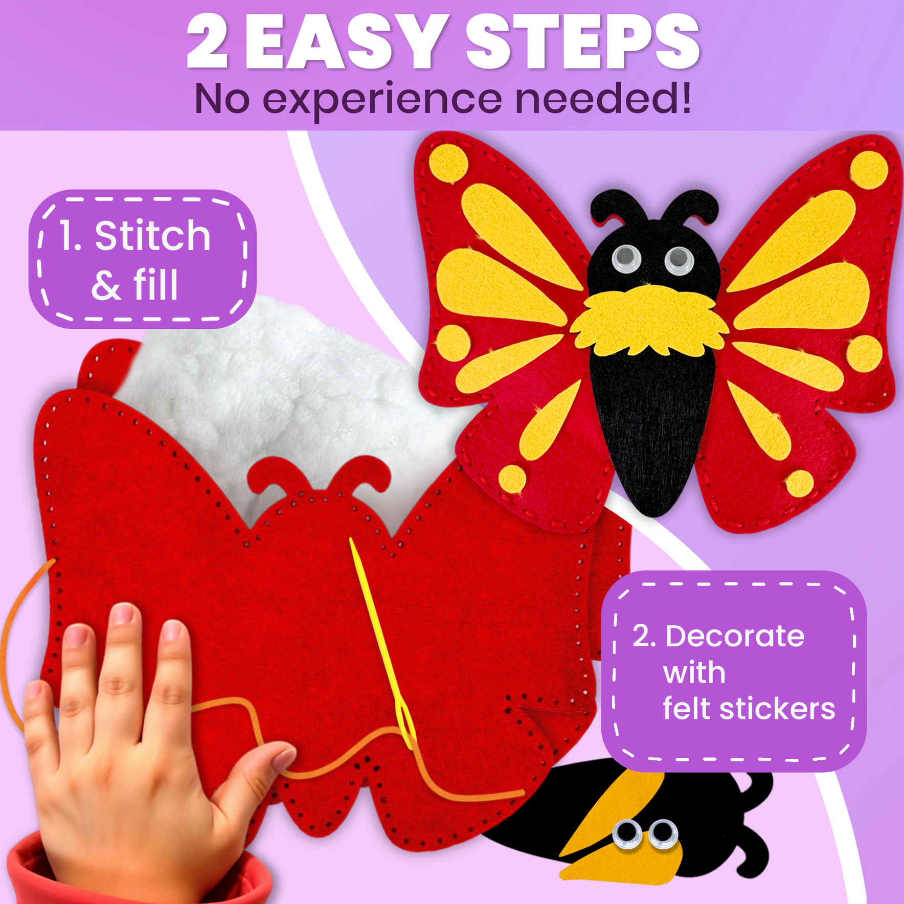 QUOKKA Kids Sewing Craft Kit, Felt Toy Making & Beginner Stitching Set for Ages 6+