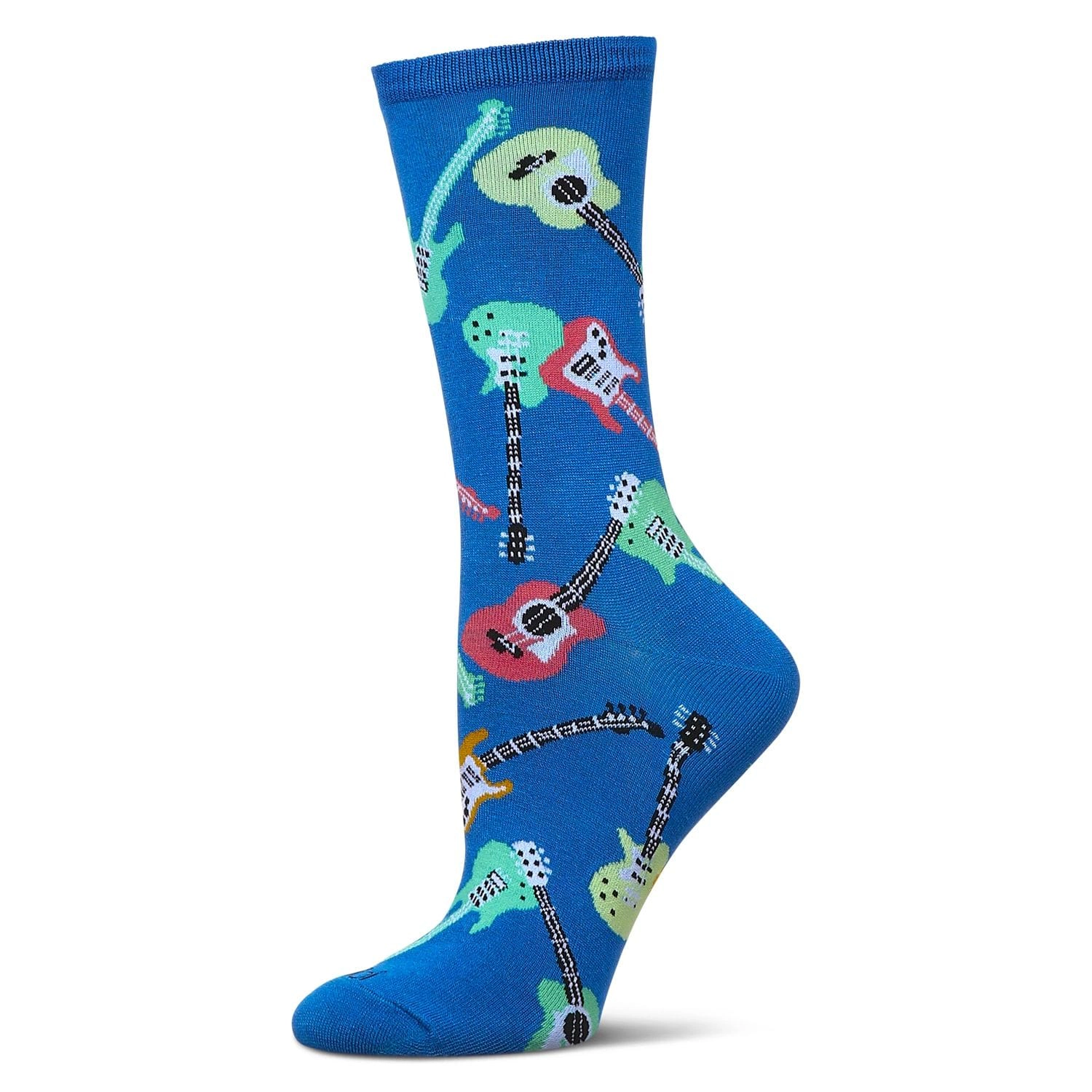 MeMoi Women's Guitars Rayon From Bamboo Crew Socks