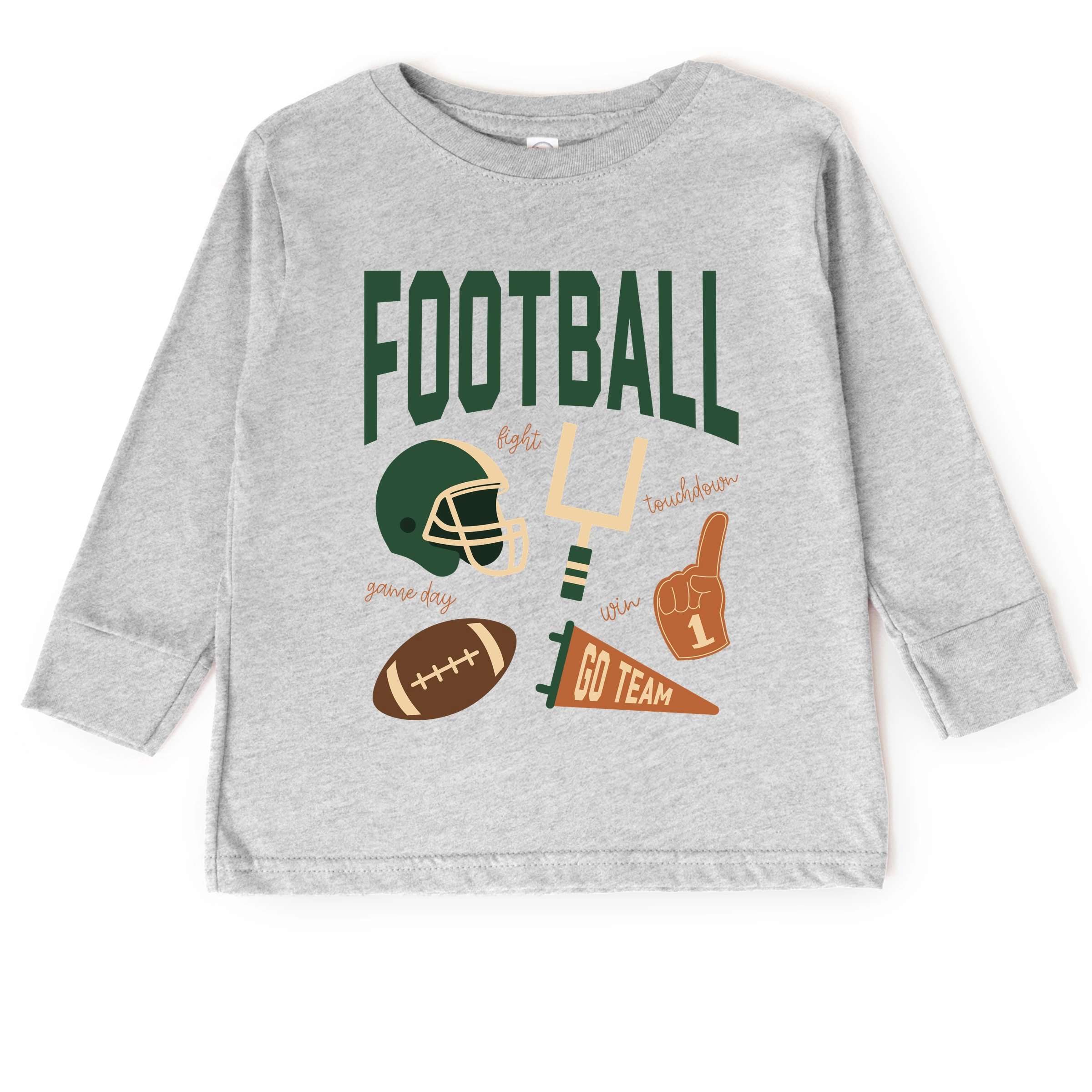 The Juniper Shop - Toddler Long Sleeve Graphic Tee Football Green Icons